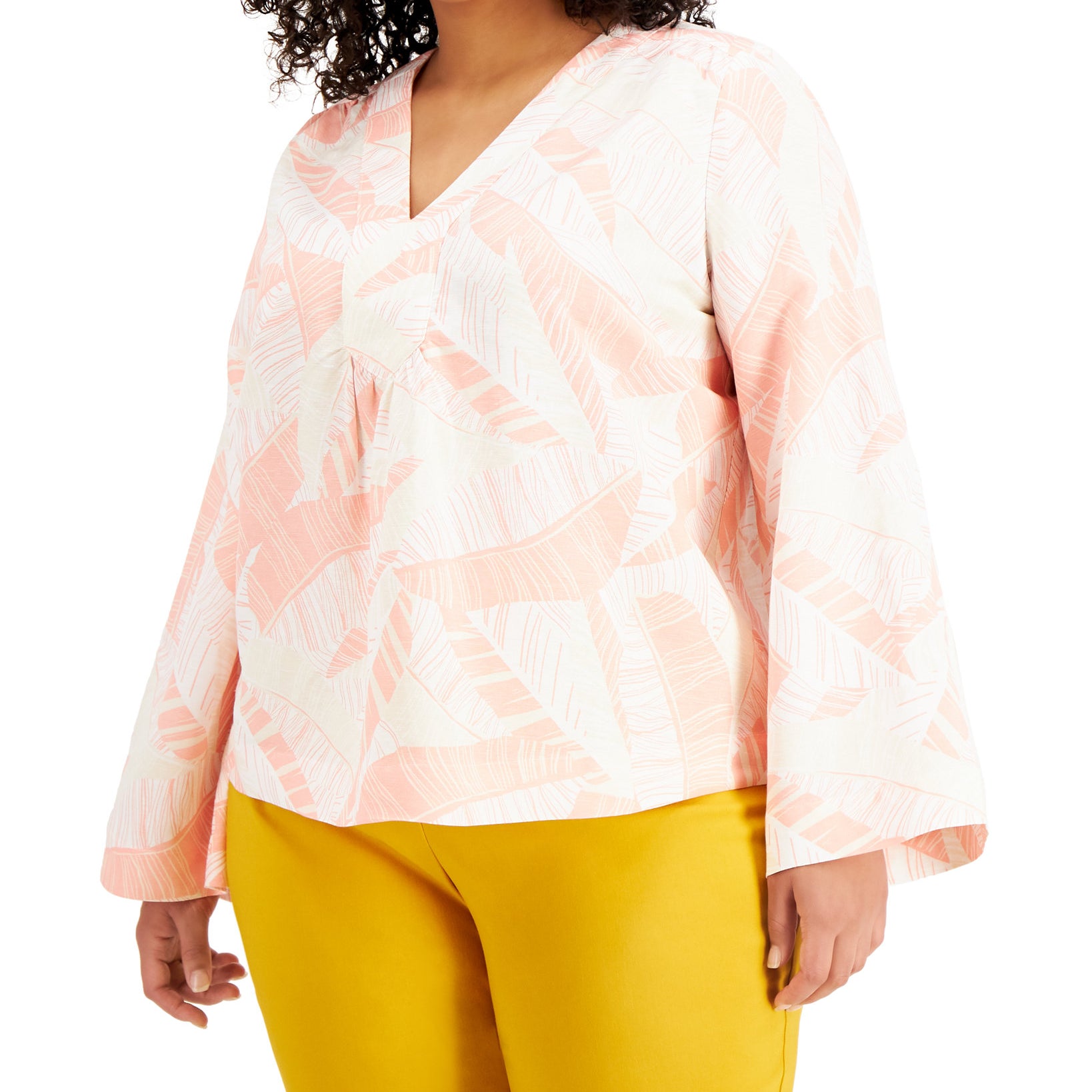 Alfani Women Plus Printed V Neck Top Clean Palm