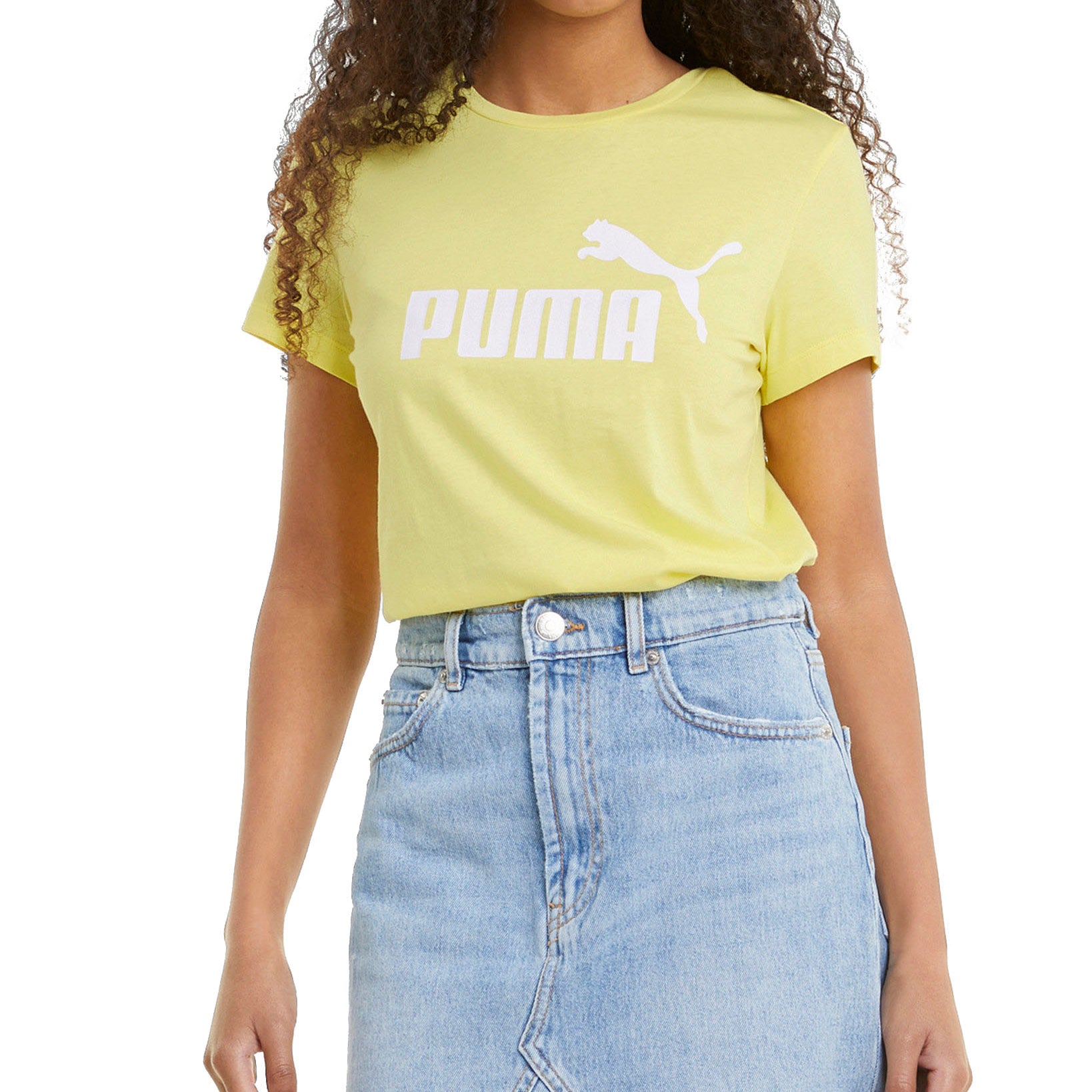 Puma Women Logo T Shirt Yellow