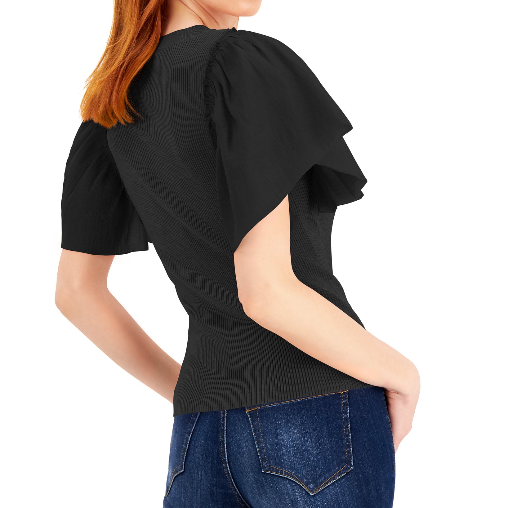 INC International Concepts Women Woven Sleeve Top