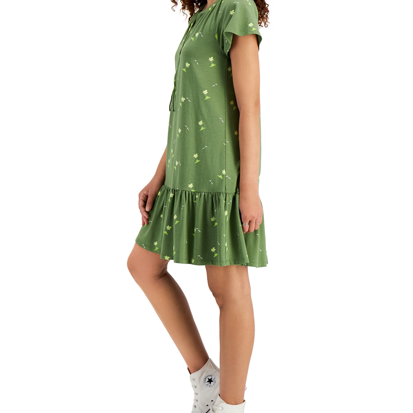Style & Co Women Petite Flutter Sleeve Printed Dress
