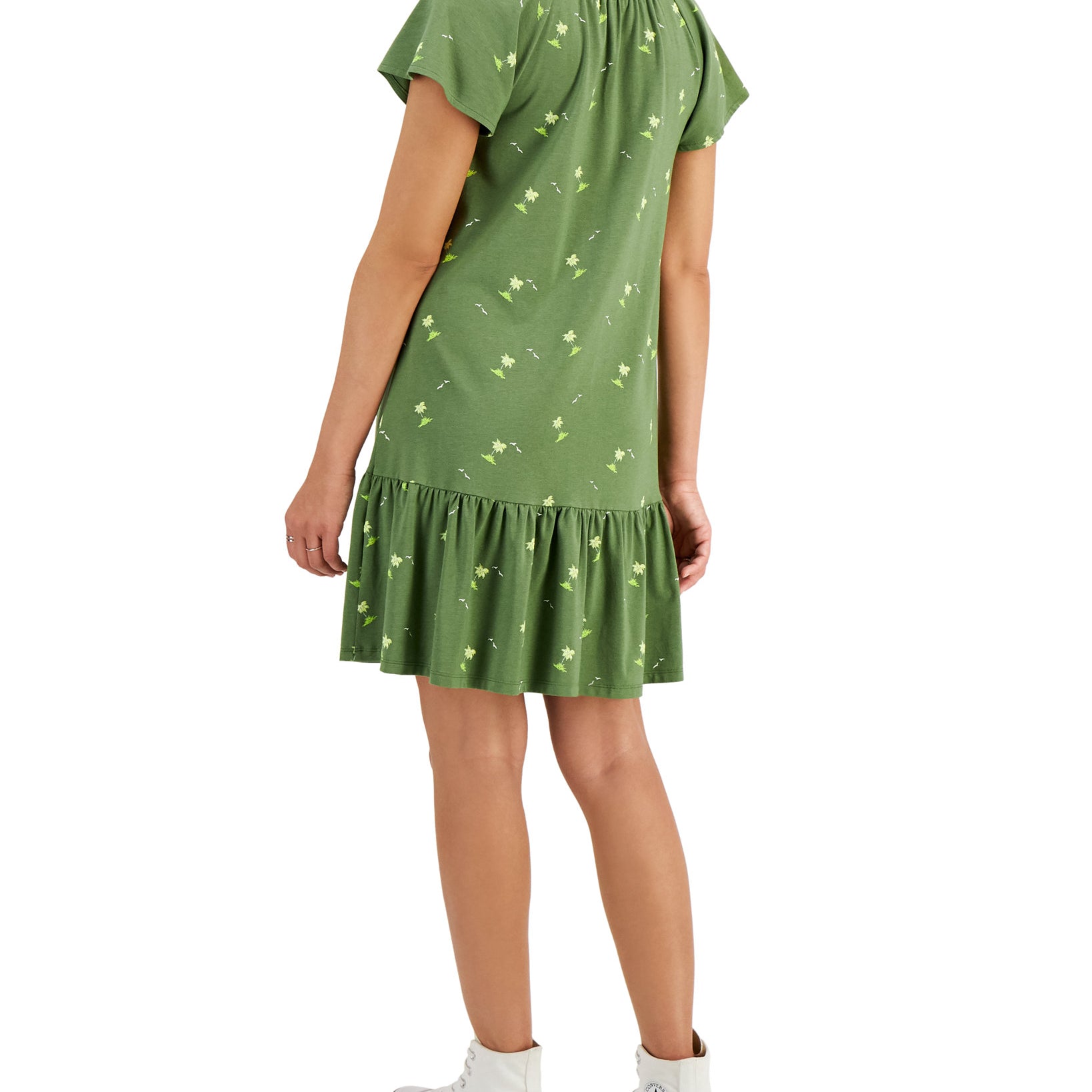 Style & Co Women Petite Flutter Sleeve Printed Dress