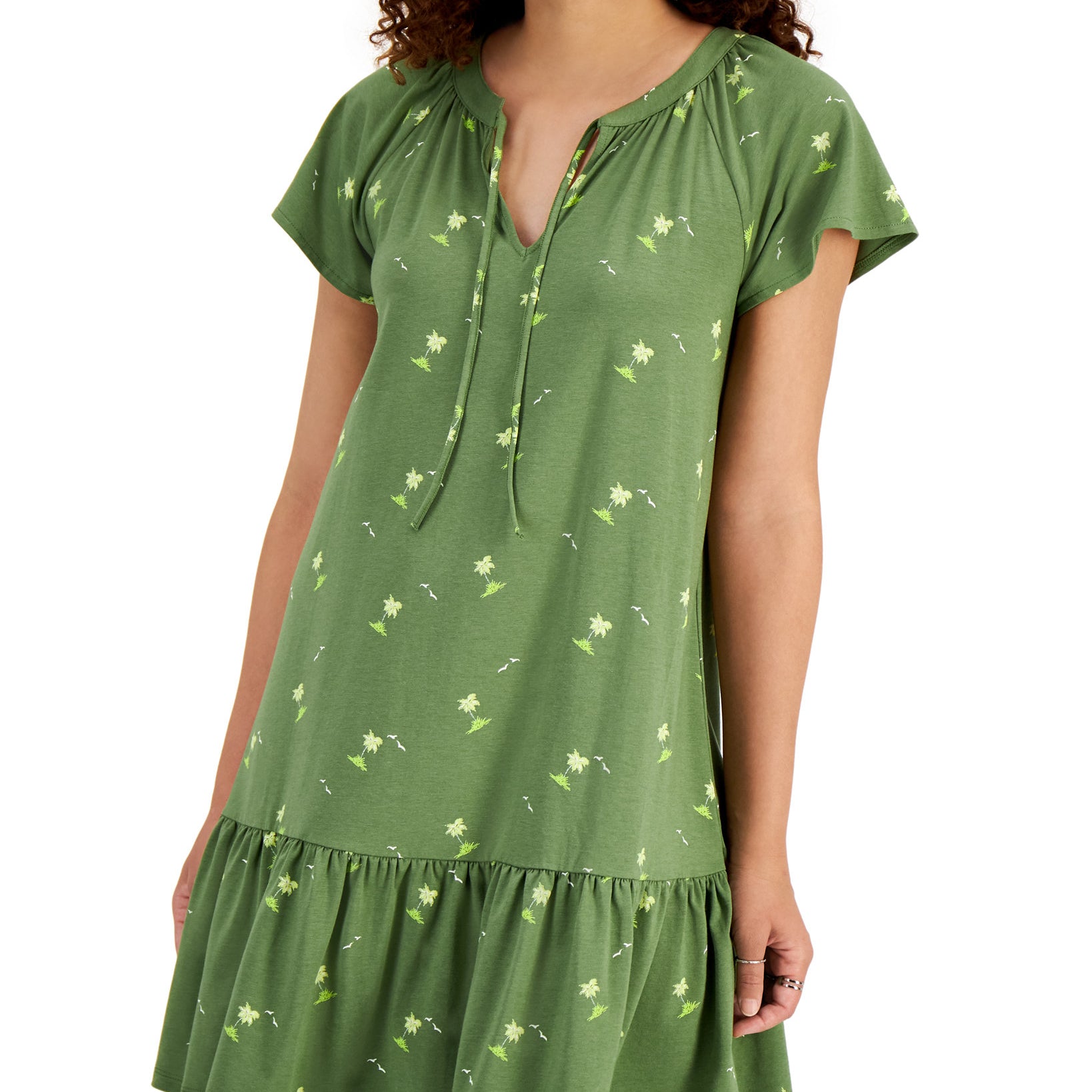 Style & Co Women Petite Flutter Sleeve Printed Dress