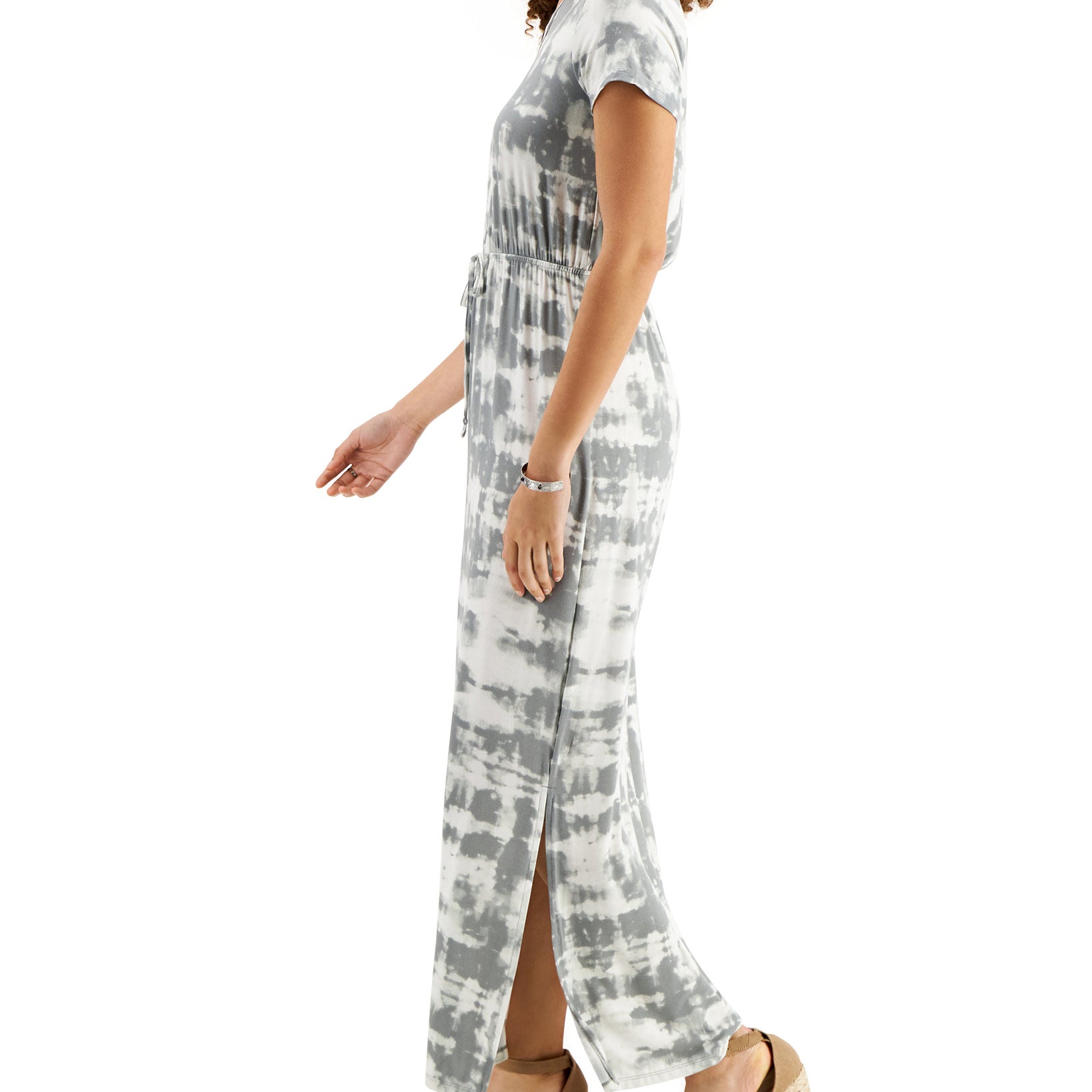 Style & Co Women Printed Drawstring Waist Maxi Dress