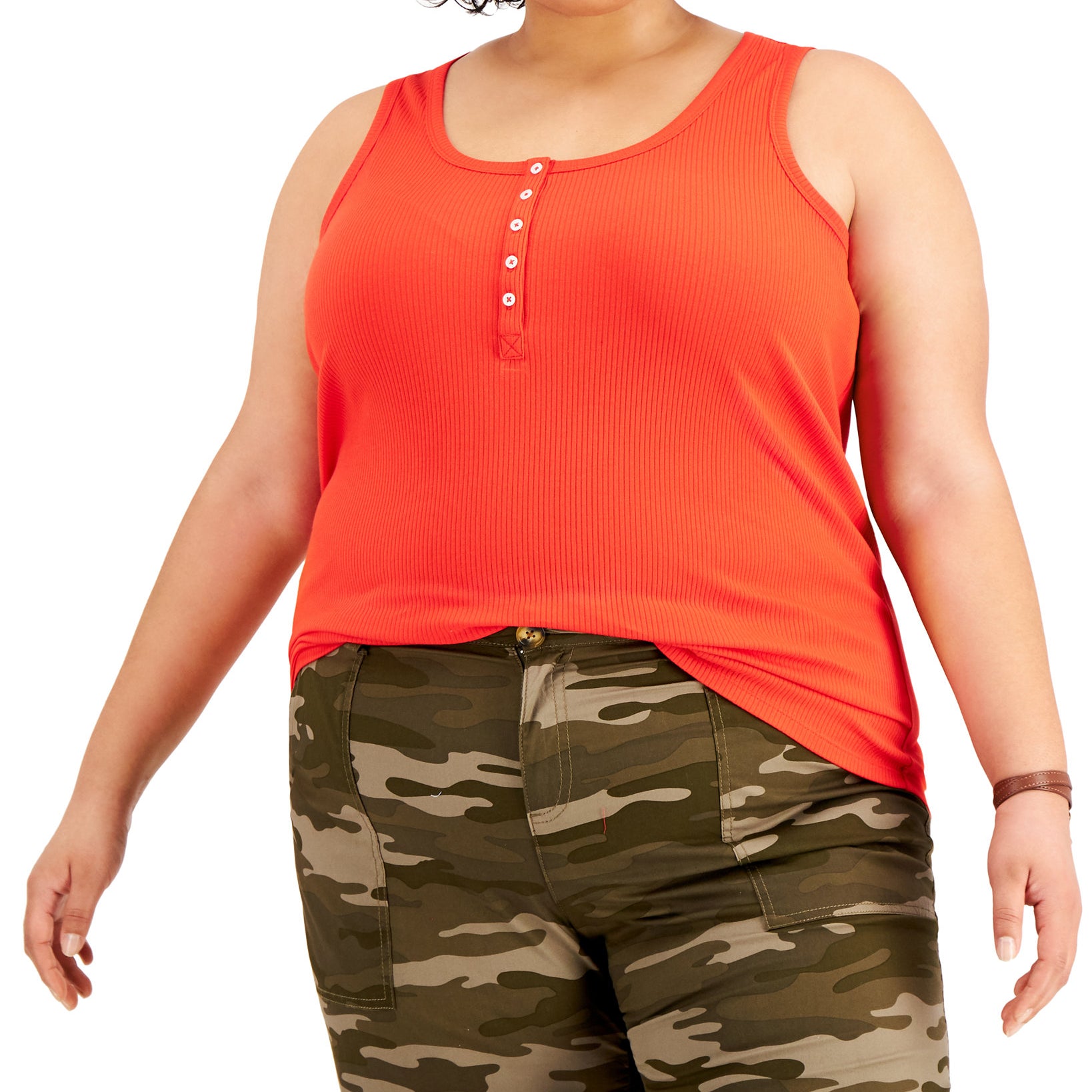 Style & Co Women Plus Henley Tank Loving Red