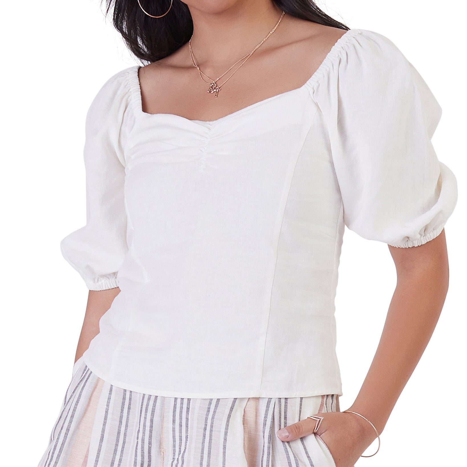 Black Tape Women Sweetheart Neck Top Vanilla