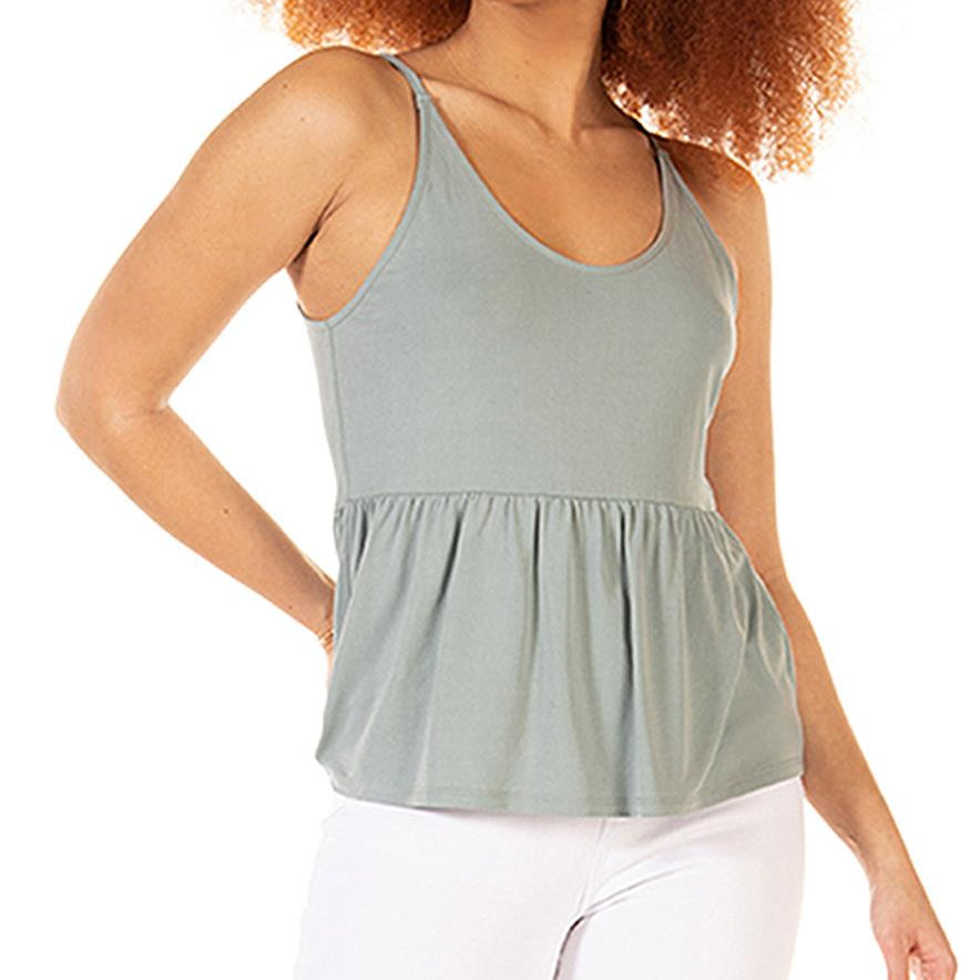 Black Tape Women Soft Peplum Knit Cami Top Dusty Jade