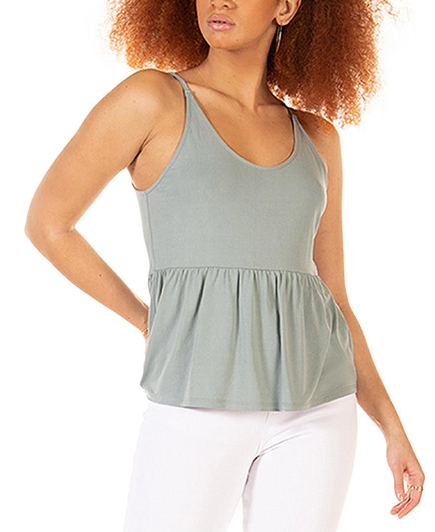 Black Tape Women Soft Peplum Knit Cami Top Dusty Jade