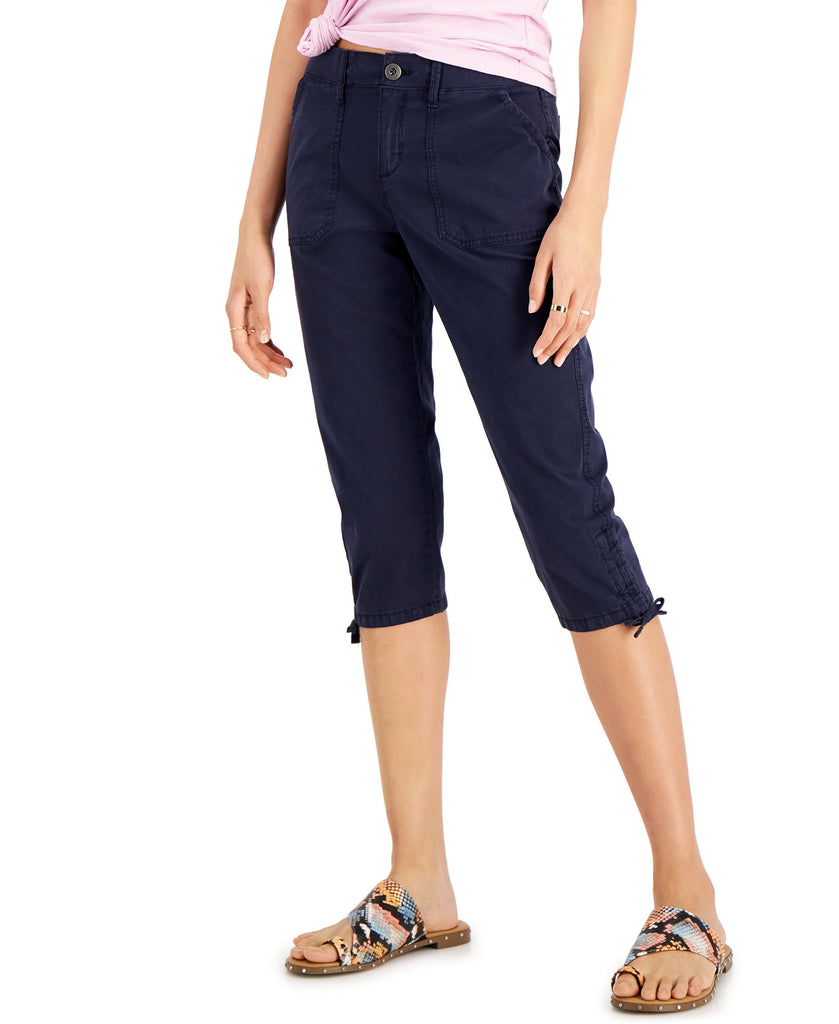 Style & Co Women Petite Utility Capri Pants Industrial Blue