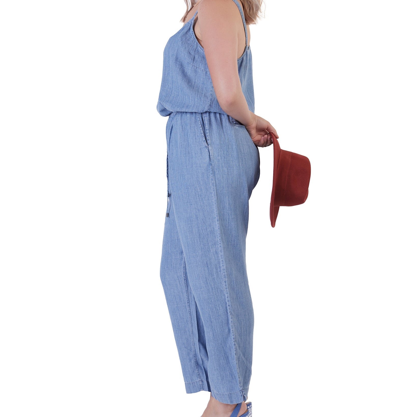 Black Tape Women Plus Button Front Drawstring Jumpsuit