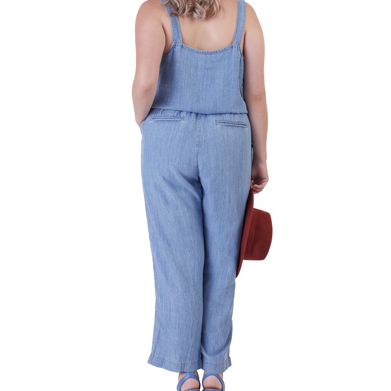 Black Tape Women Plus Button Front Drawstring Jumpsuit