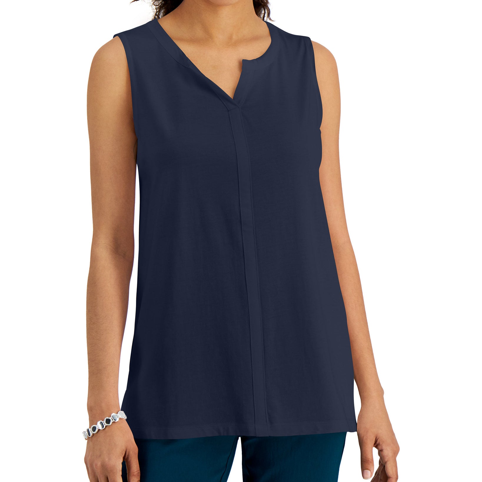 Karen Scott Women Split Neck Sleeveless Tunic