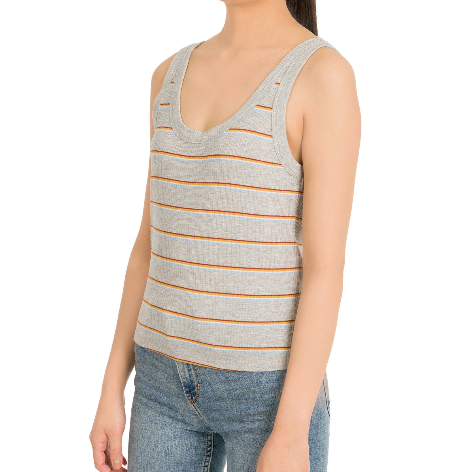 Hippie Rose Women Striped Rib Knit Tank Top