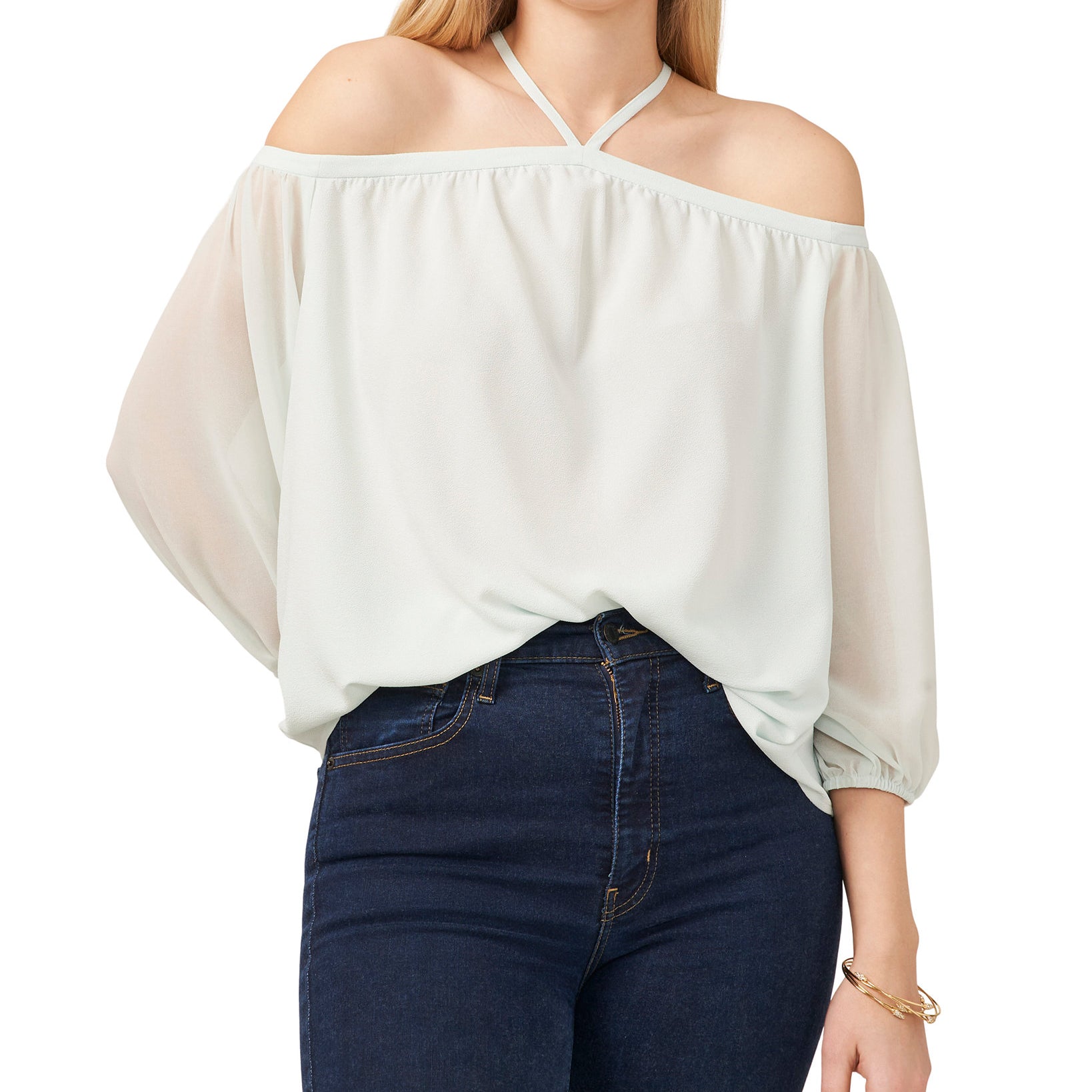 1.STATE Women Plus Cold Shoulder Top Mint Julep