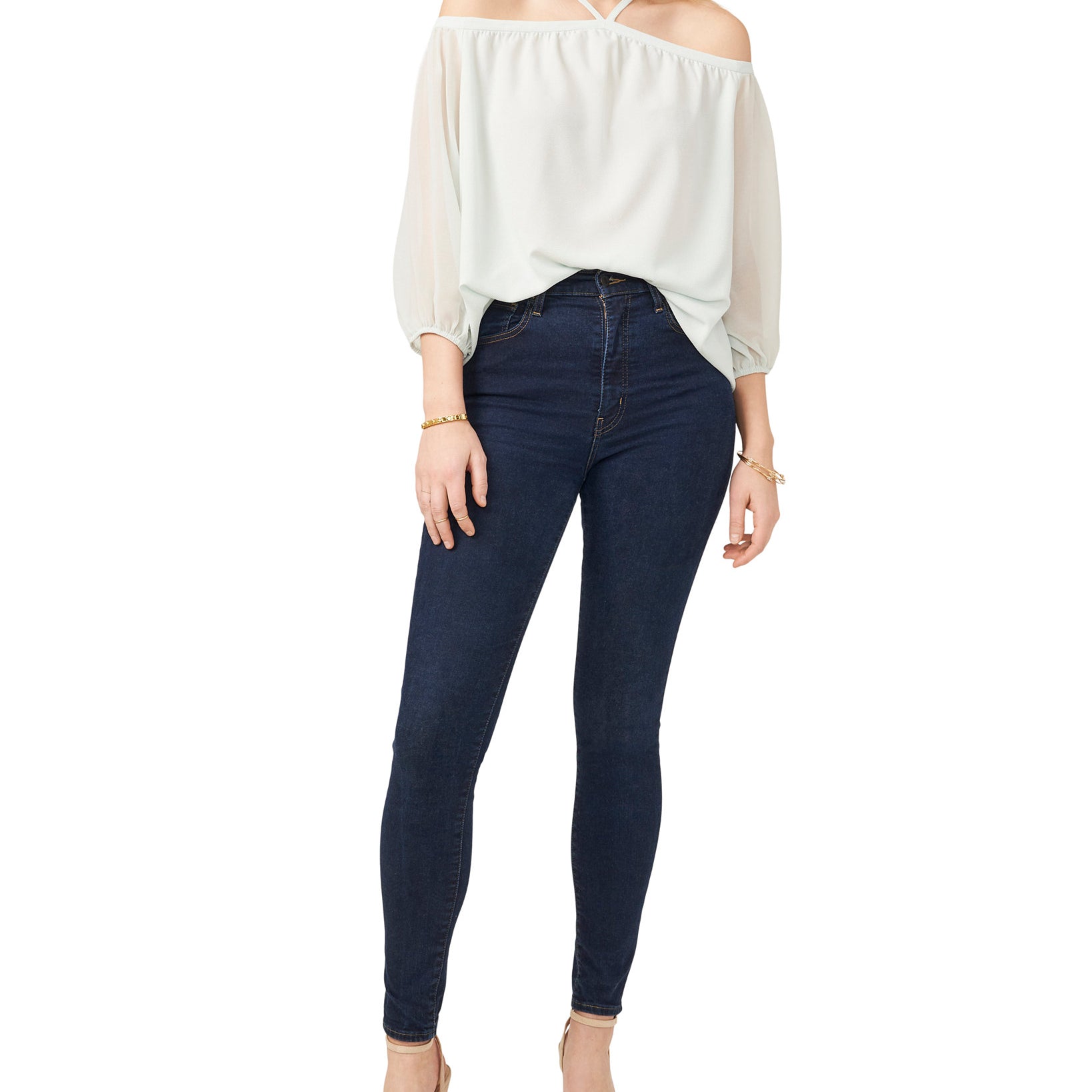 1.STATE Women Plus Cold Shoulder Top