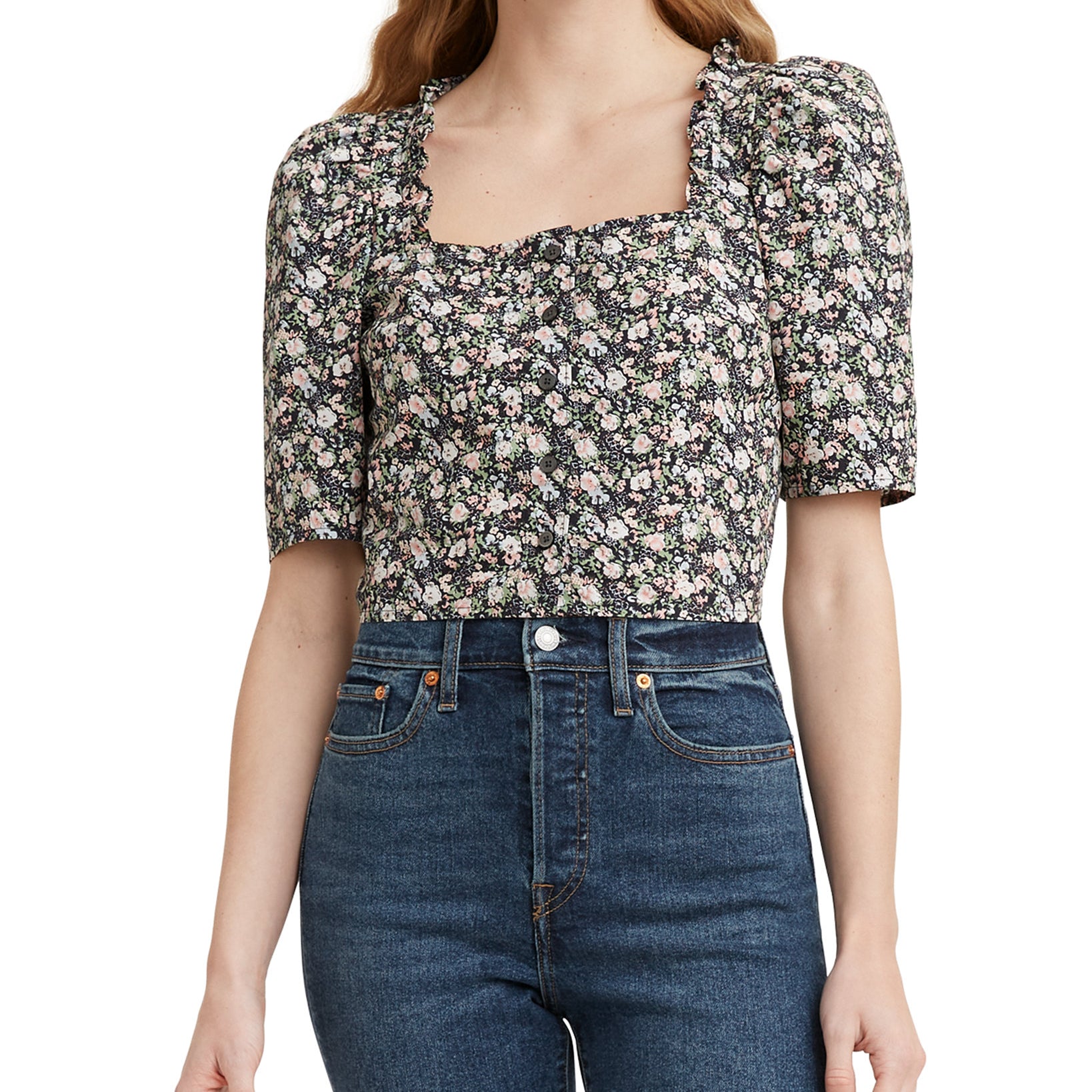Levis Women Joella Cotton Blouse Floral Obsidian