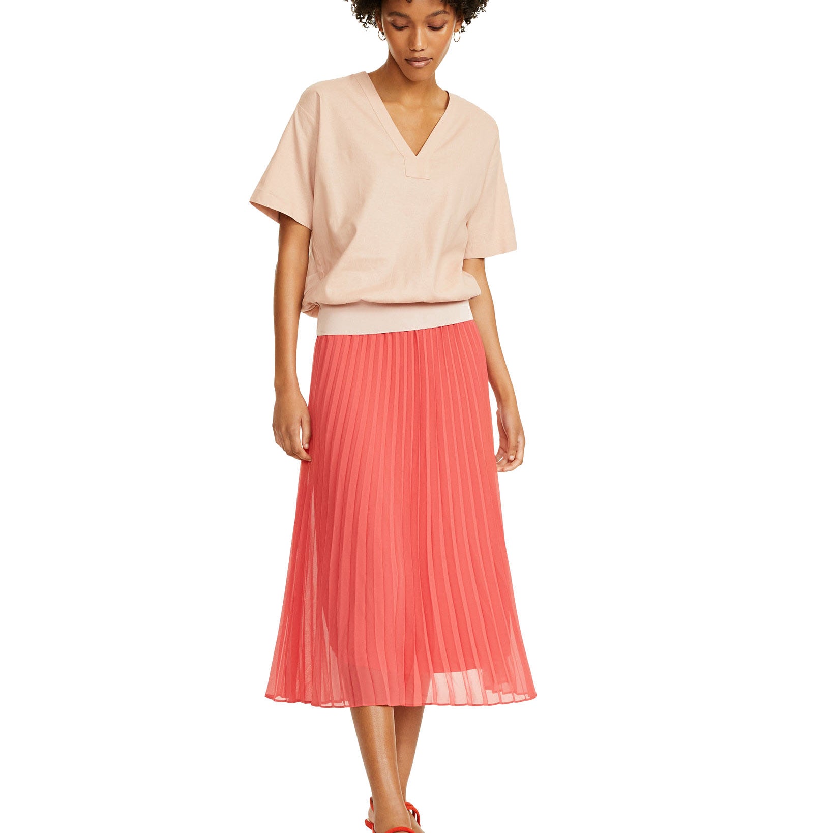 Alfani Women V Neck Gathered Top Fresh Clay