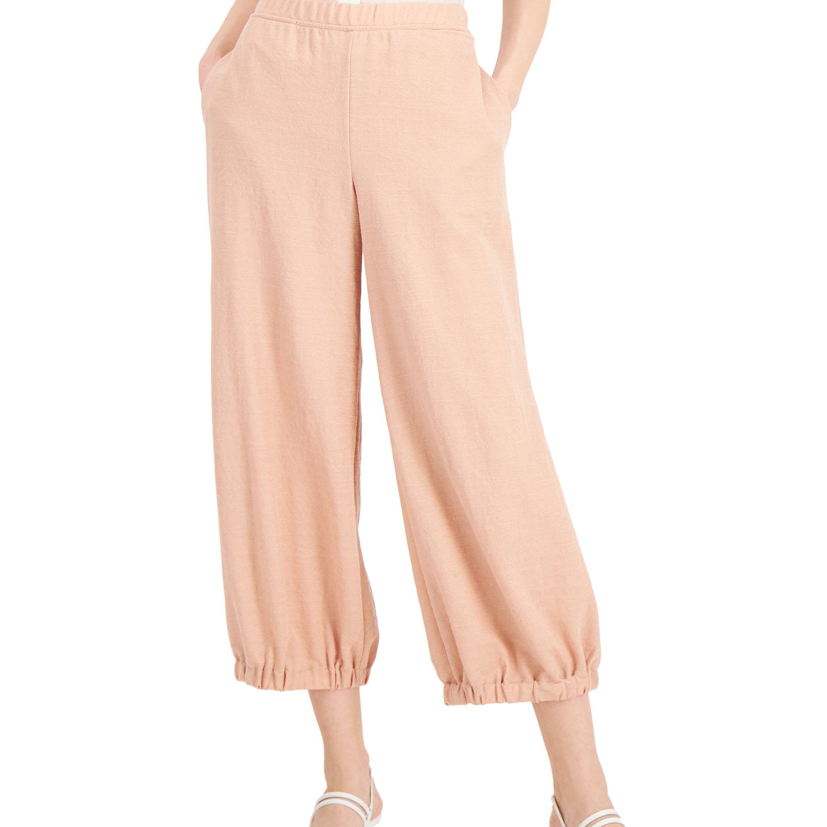 Alfani Women Textured Cropped Jogger Pants Fresh Clay