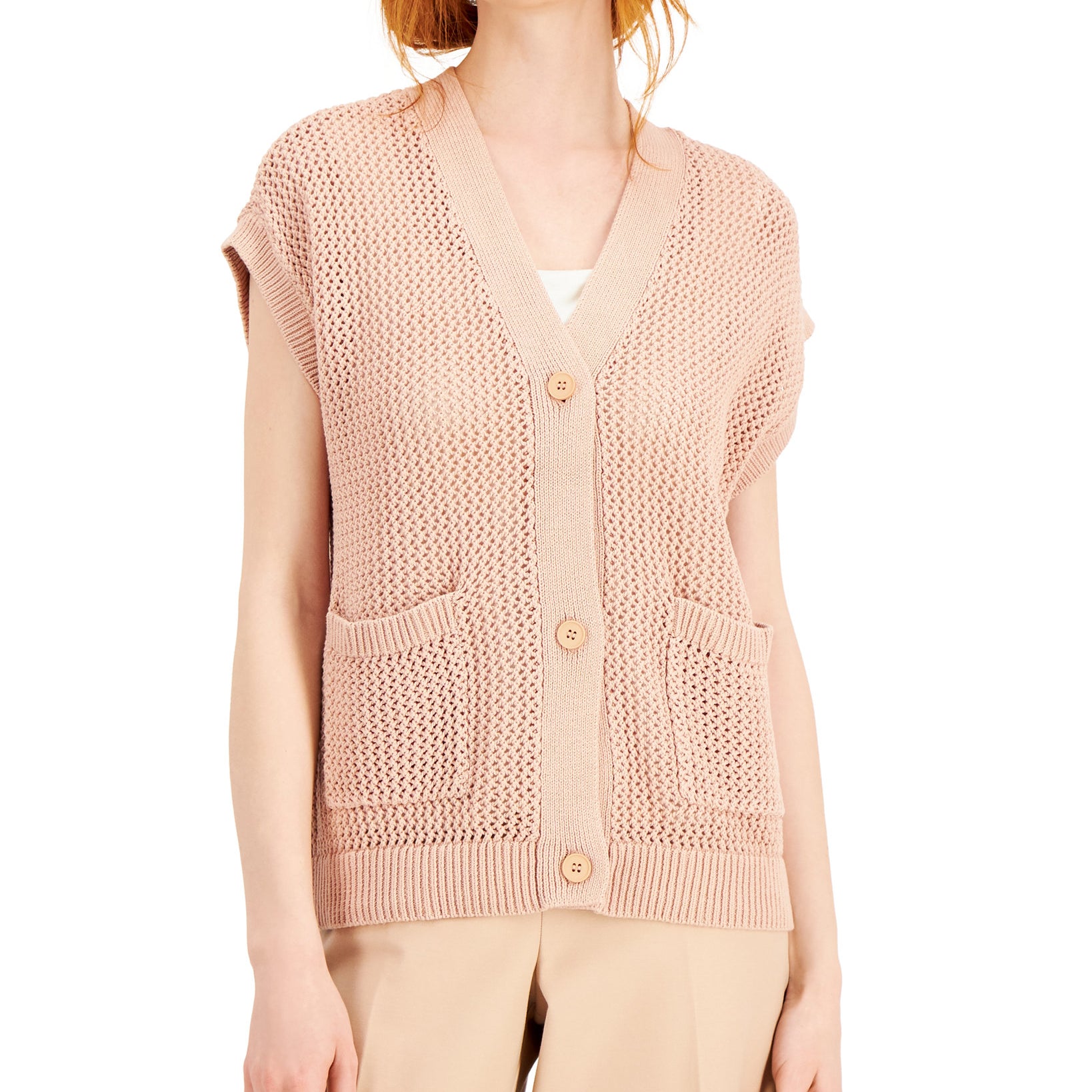 Alfani Women Petite Cotton Short Sleeve Cardigan