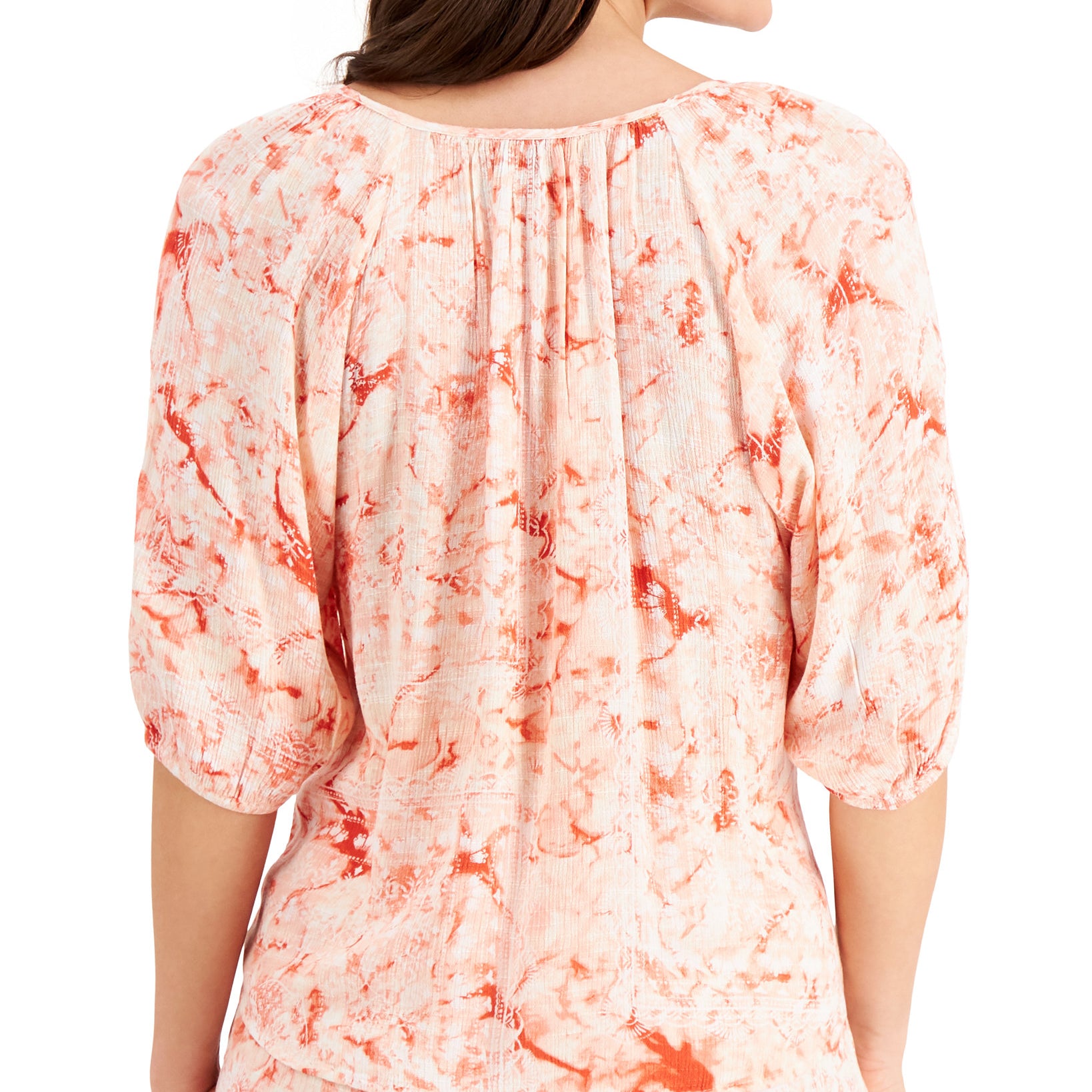 JM Collection Women Petite Printed Tie Front Top