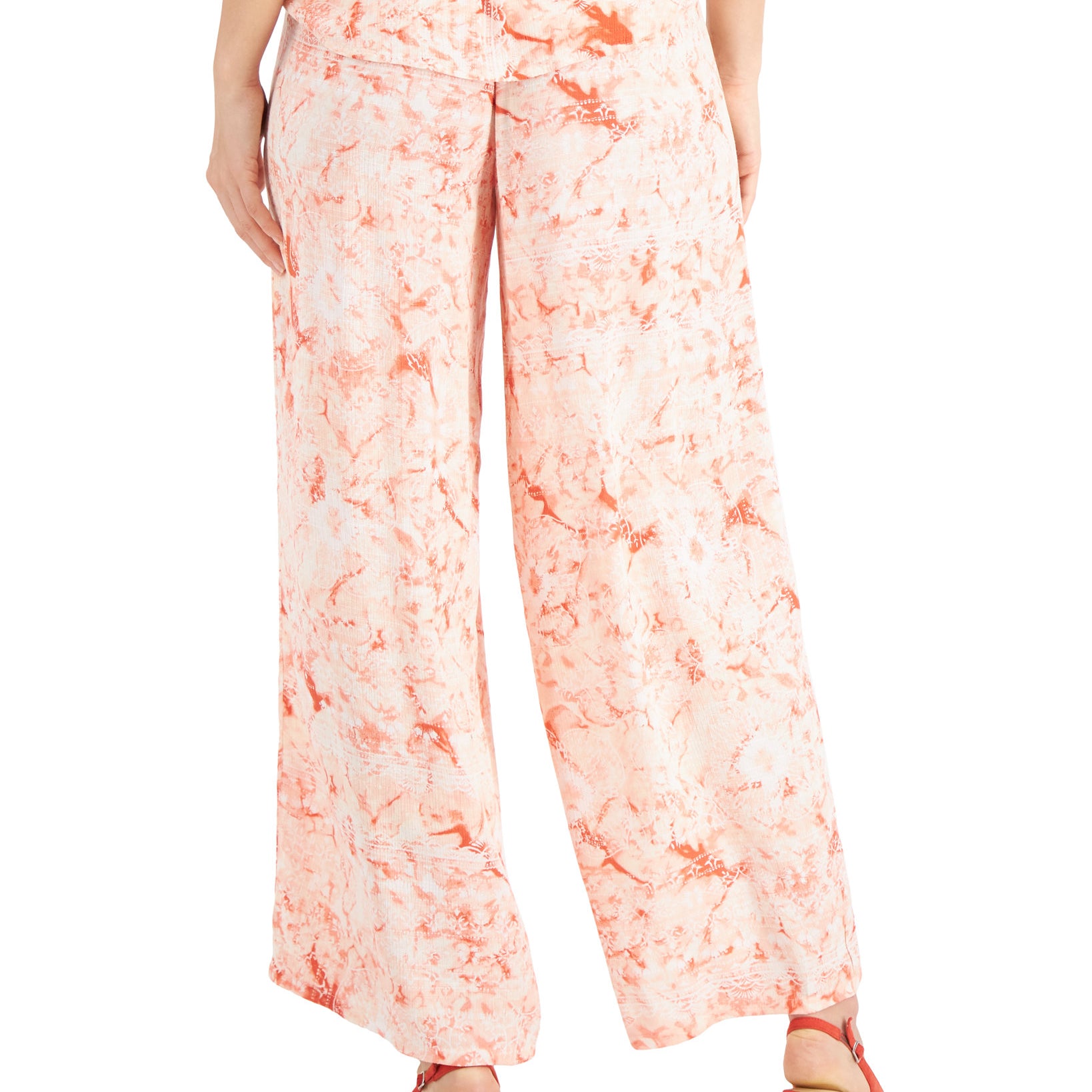 JM Collection Women Ariana Printed Gauze Pull On Pants