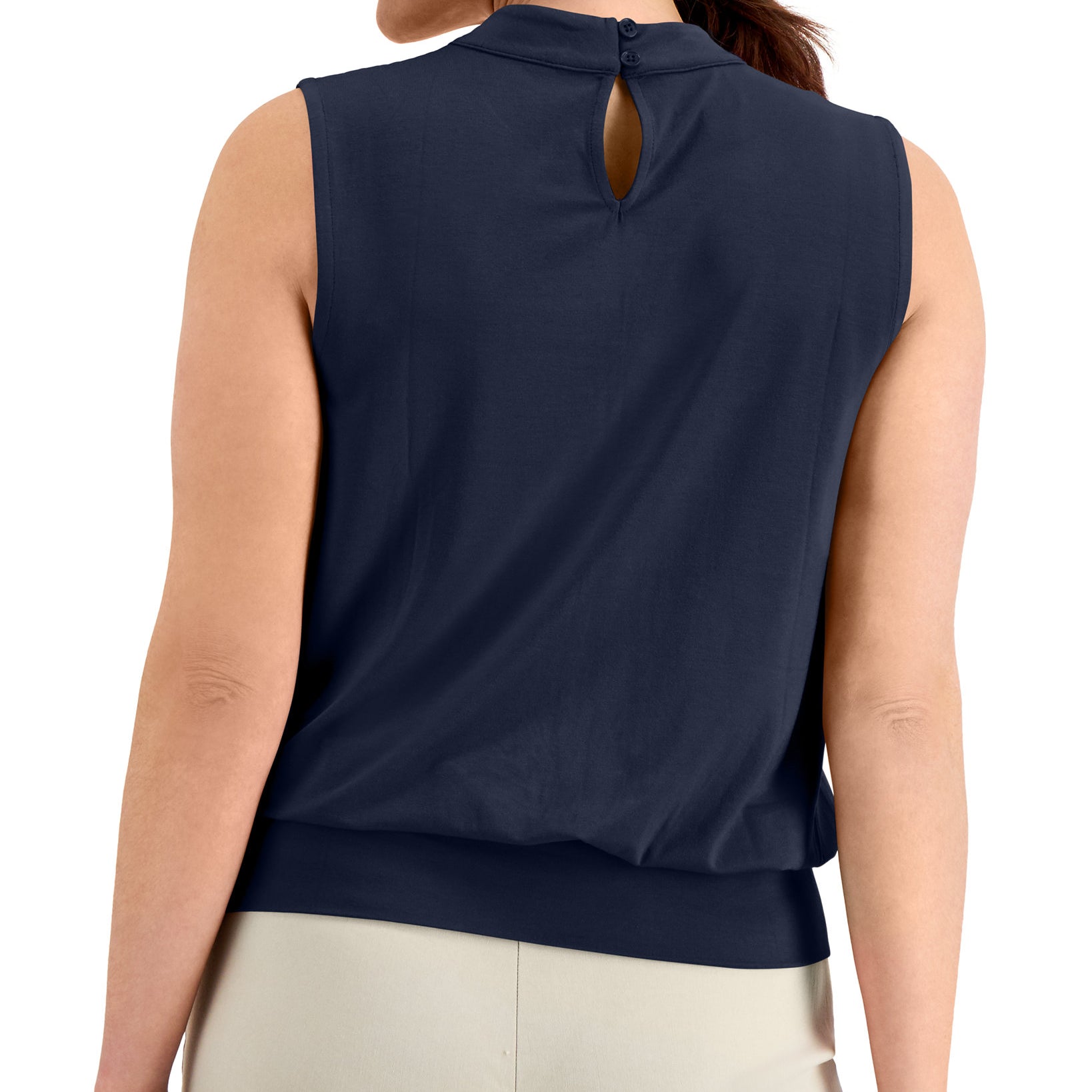 JM Collection Women Keyhole Mock Neck Top