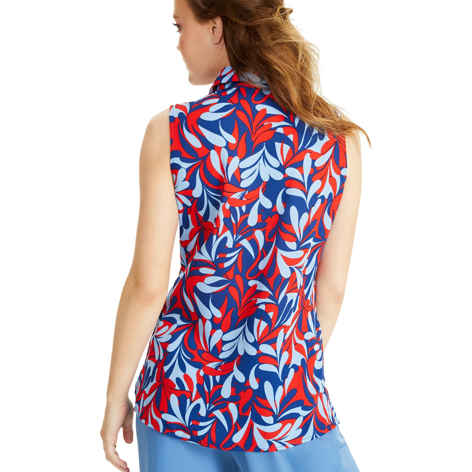 Bar III Women Printed Sleeveless Button Down Top