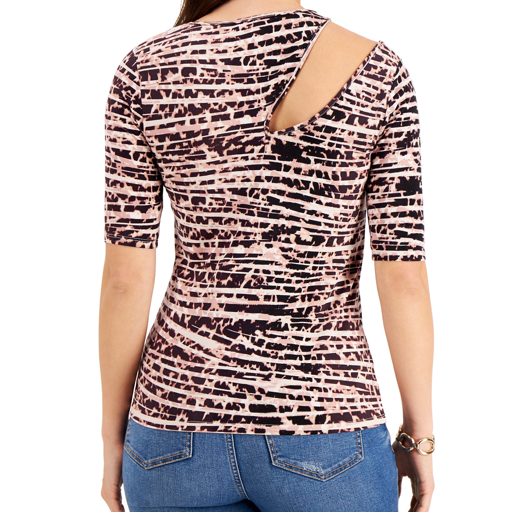 Willow Drive Women Printed Cutout Knit Top