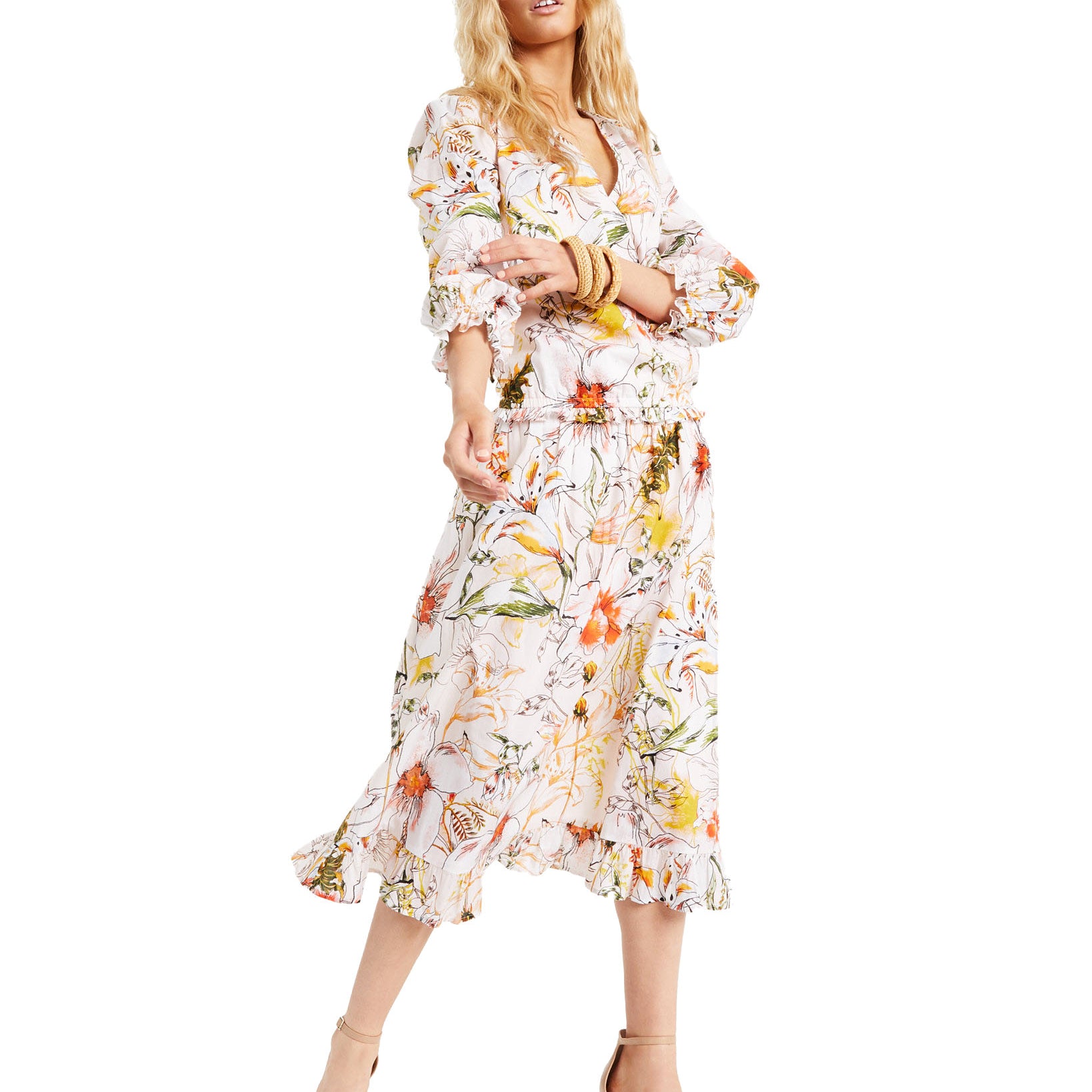 INC International Concepts Women Plus Puff Sleeve Surplice Blouse