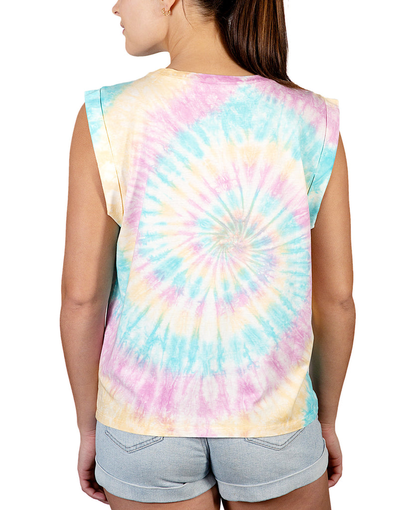 Rebellious One Women Rolled Sleeve Graphic Tie Dyed T Shirt