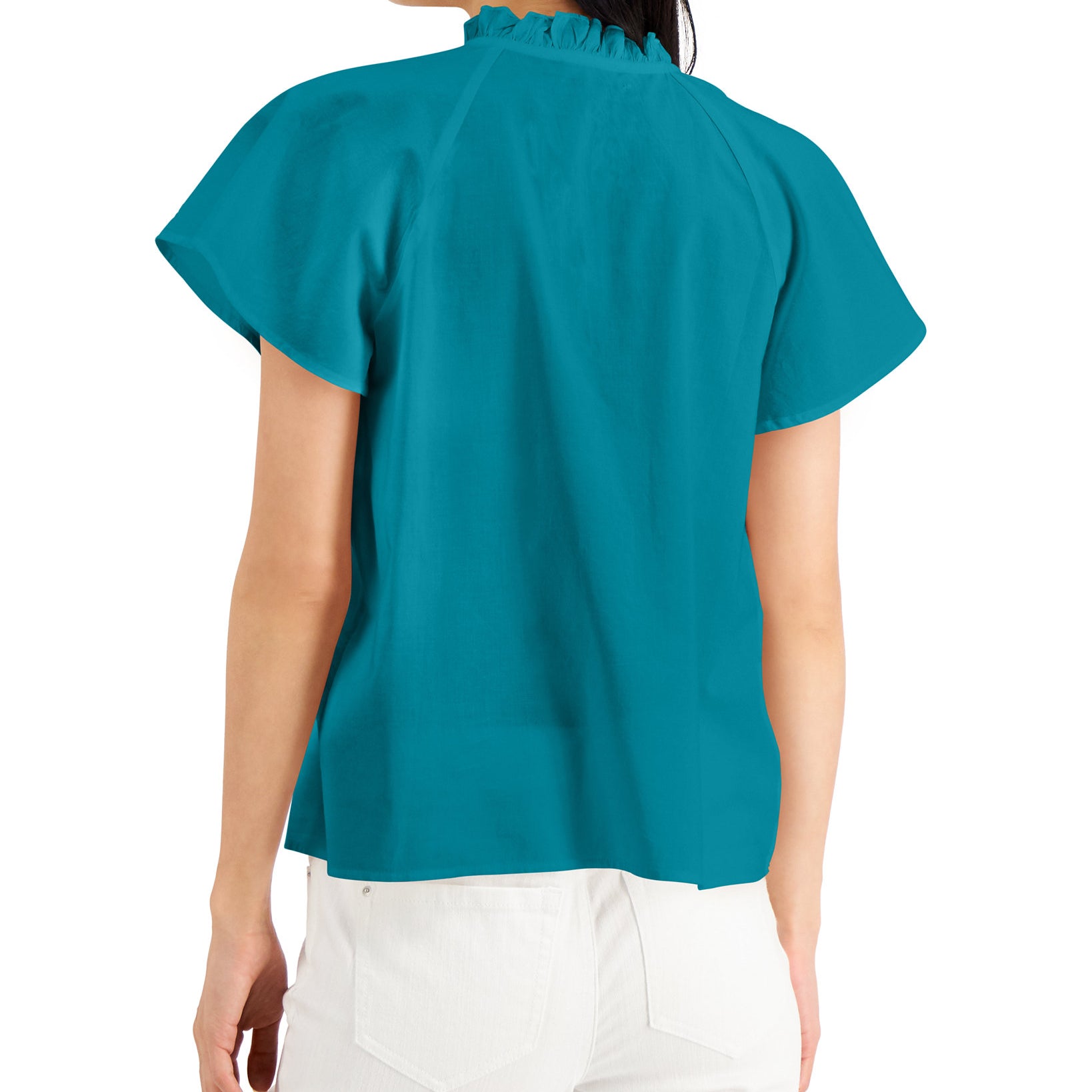 INC International Concepts Women Cotton Flutter Sleeve Blouse