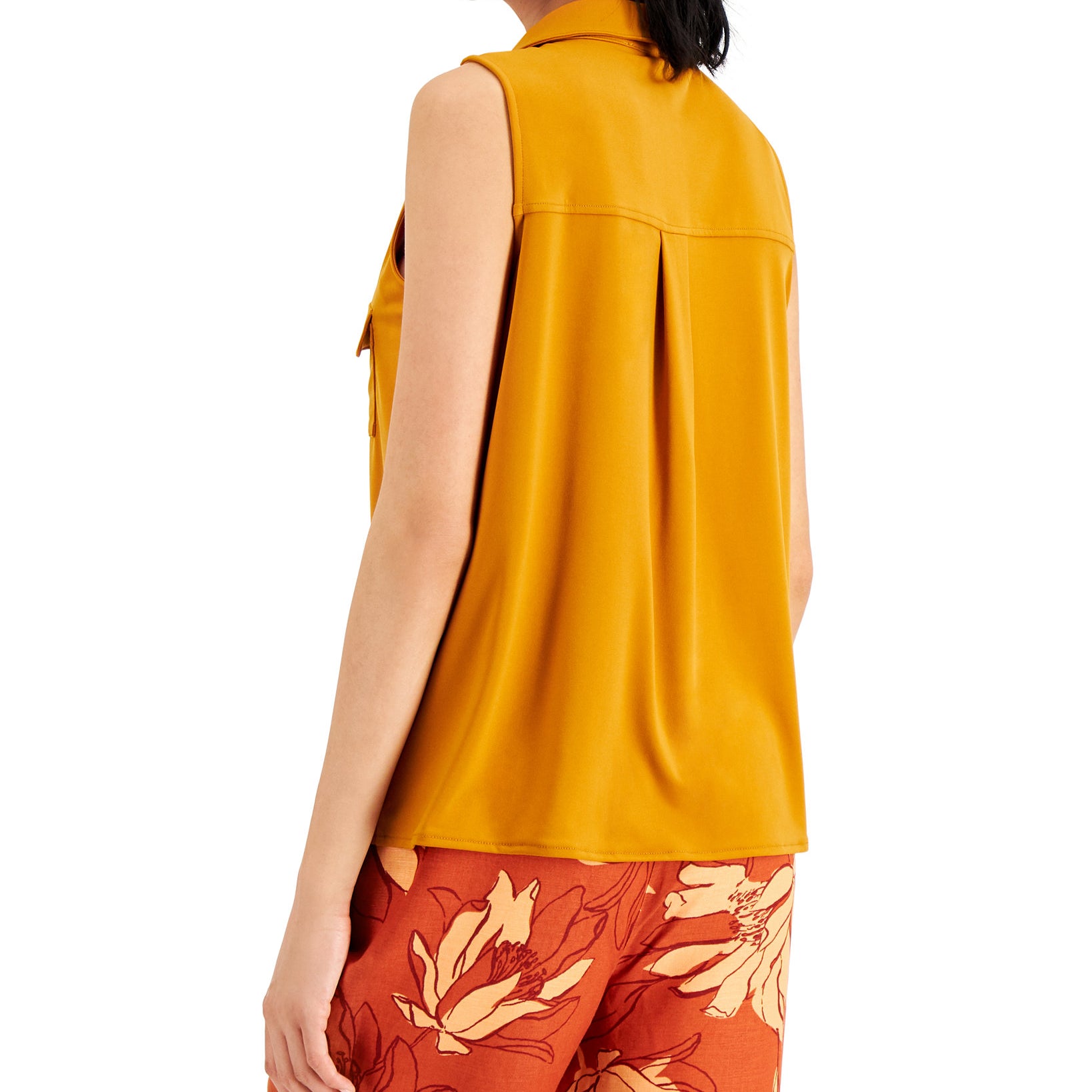 Alfani Women Solid Button Down Collared V Neck Knit Top