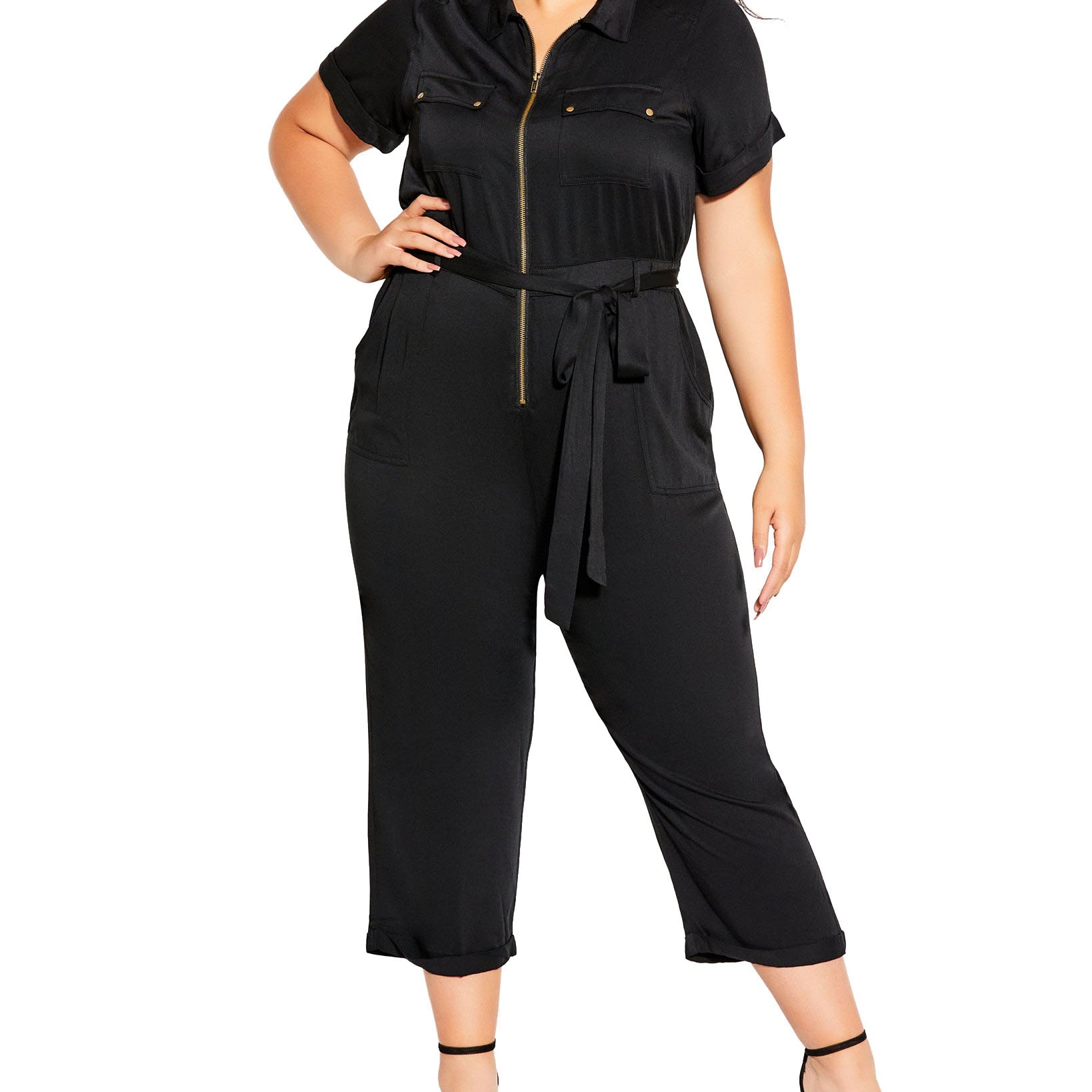 City Chic Women Plus Boiler Suit Jumpsuit Black