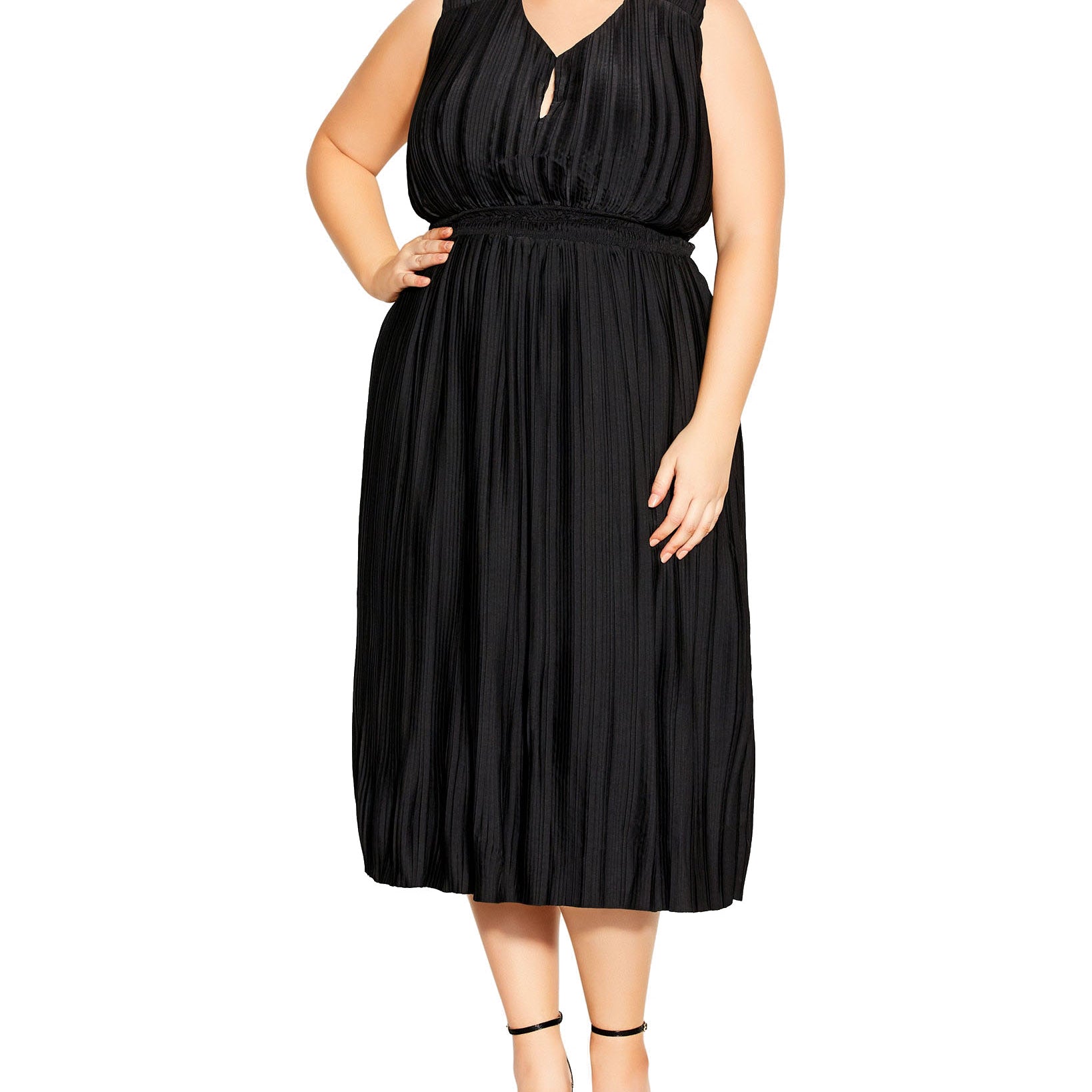 City Chic Women Plus Perfect Pleat Dress Black