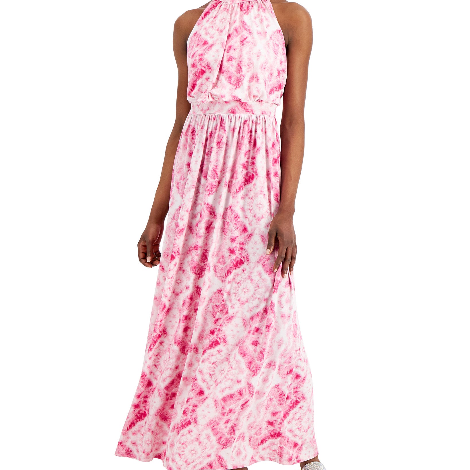 INC International Concepts Women Printed Halter Neck Maxi Dress Ocean Wave