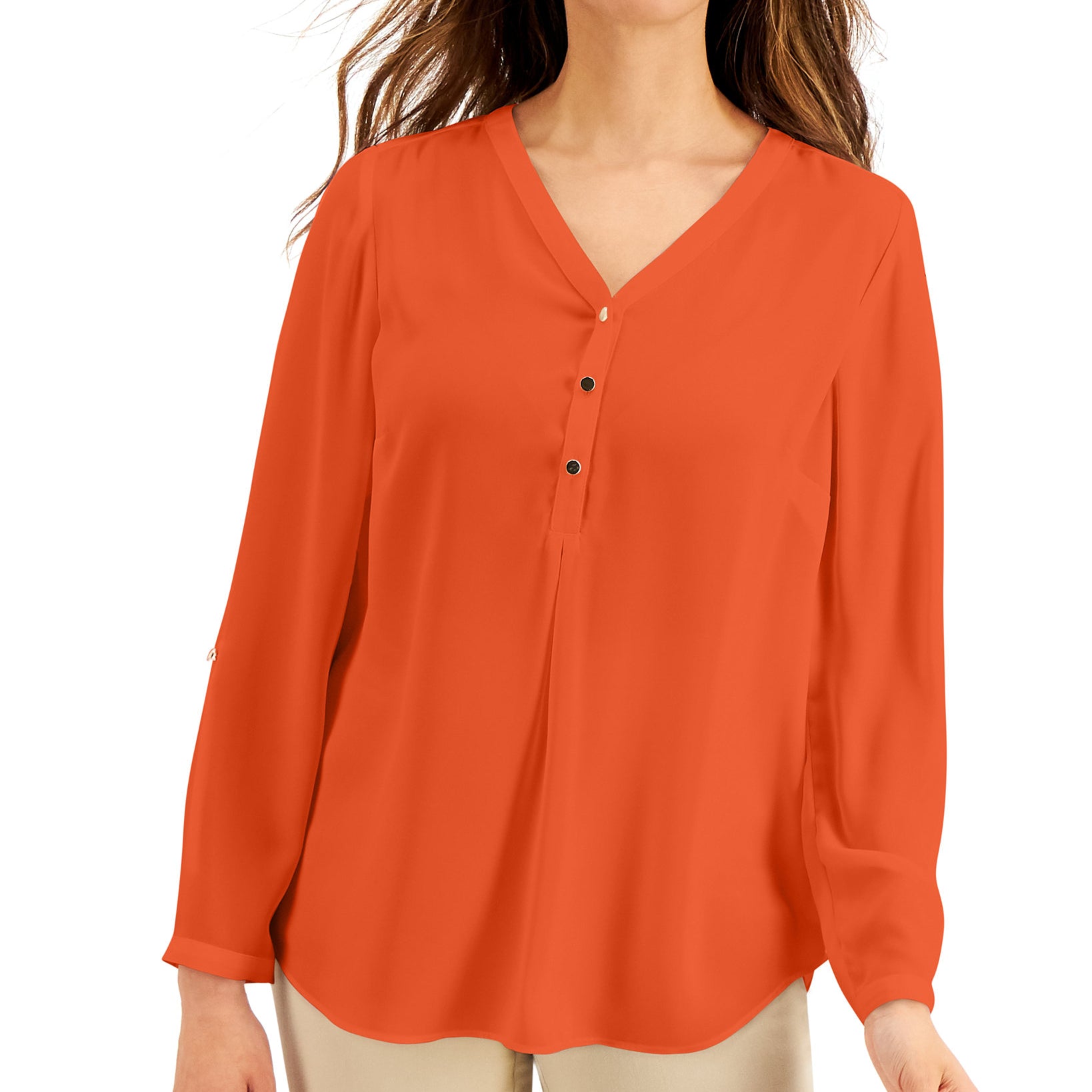 JM Collection Women Utility Top True Pumpkin