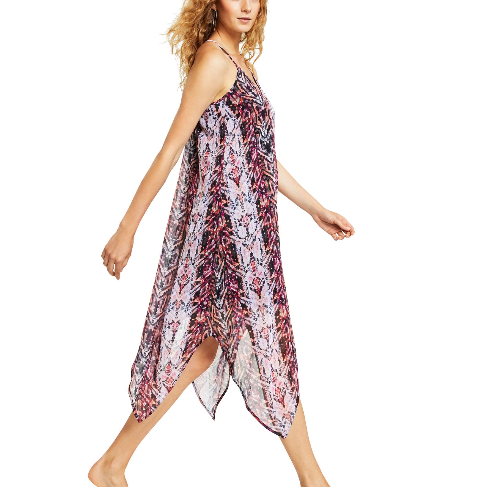 Bar III Women Printed Handkerchief Hem Dress