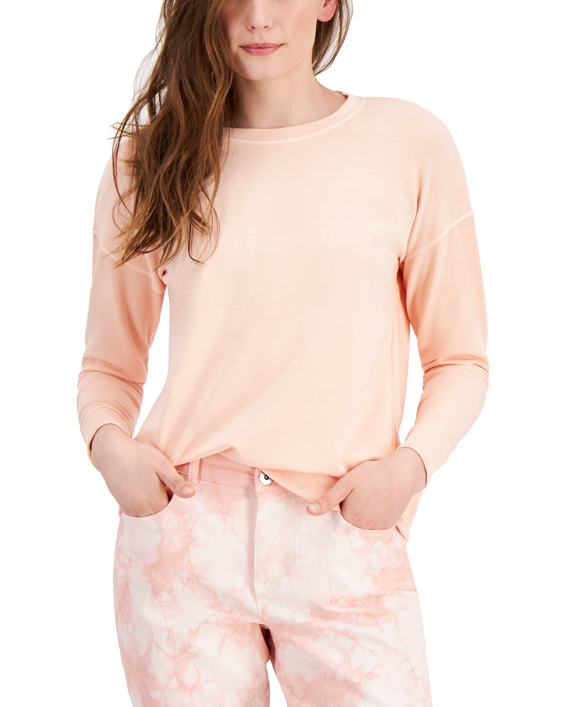 Style & Co Women Crewneck Sweatshirt Peach Sherbet