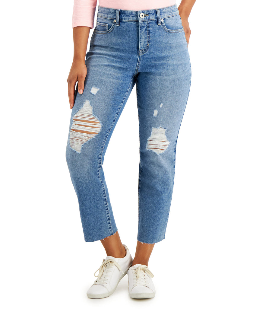 Style & Co Women High Rise Straight Crop Jeans Epiphany Wash