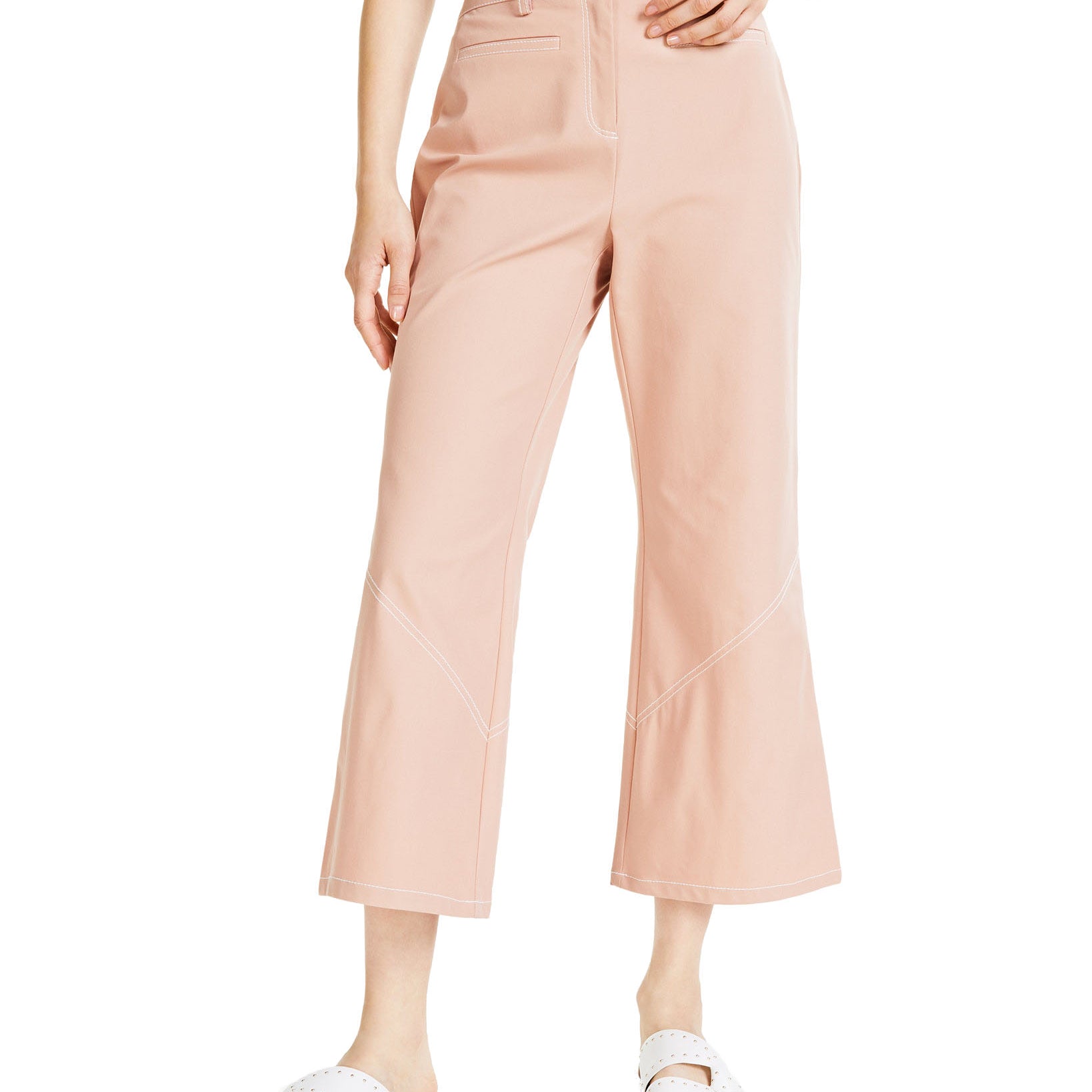 Alfani Women Petite Wide Leg Cropped Pants Naked Clay