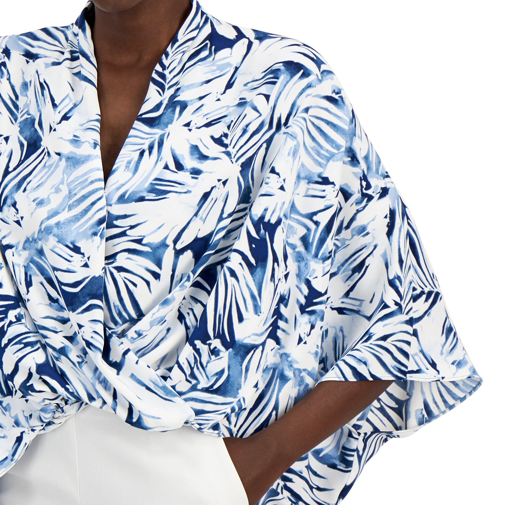 Alfani Women Petite Printed Oversized Blouse