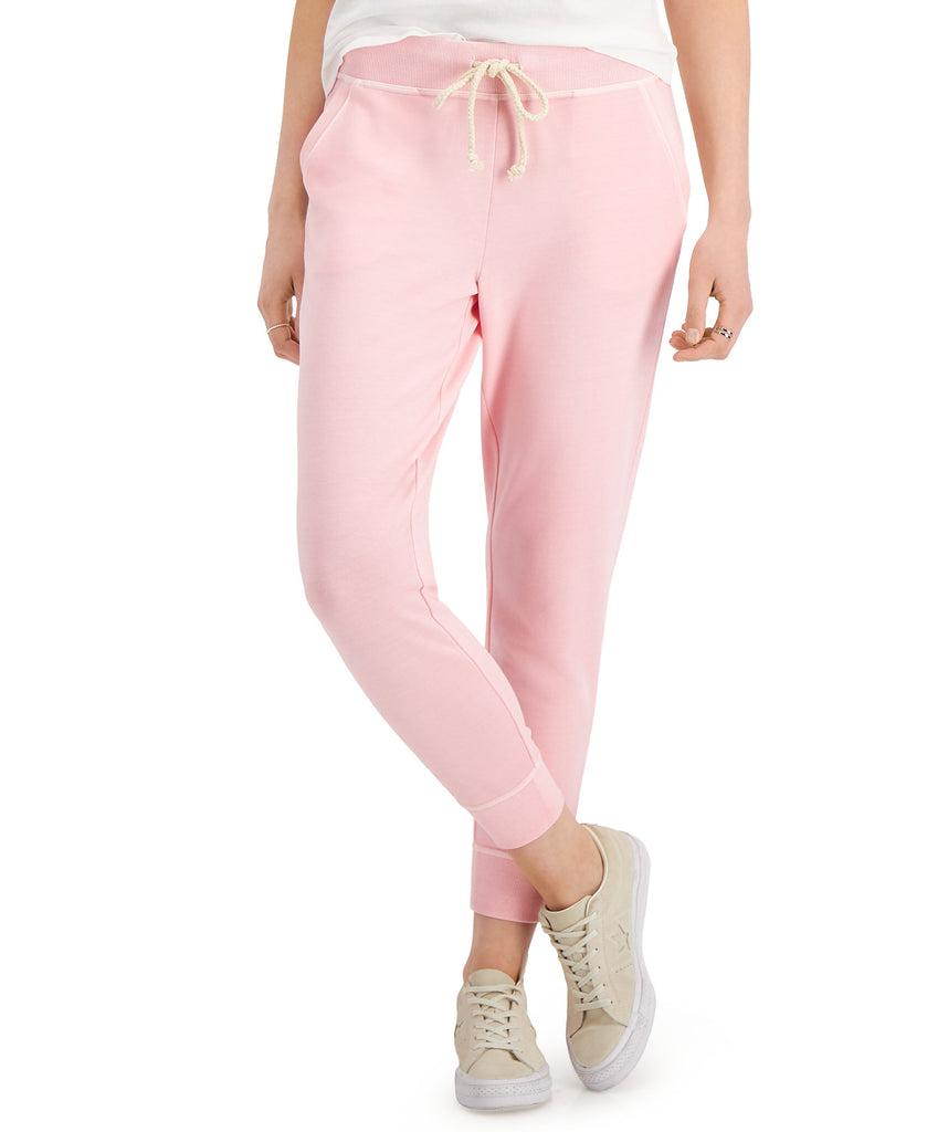 Style & Co Women Mid Rise Drawstring Joggers Pink Icing