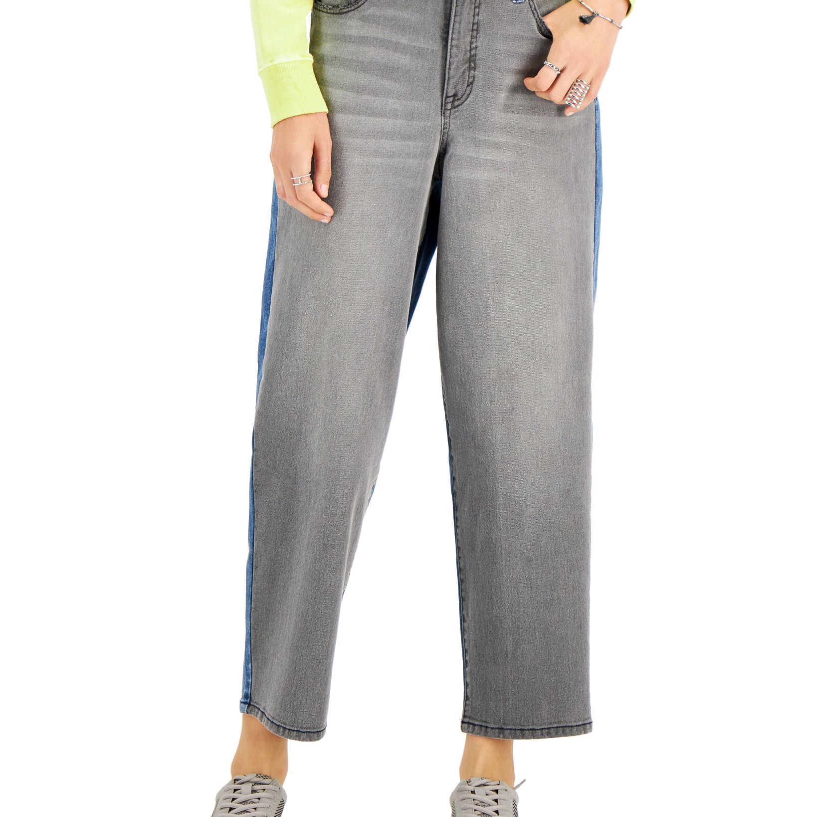 Style & Co Women Two Tone Classic Curved Leg Denim Jeans Downfall Wash