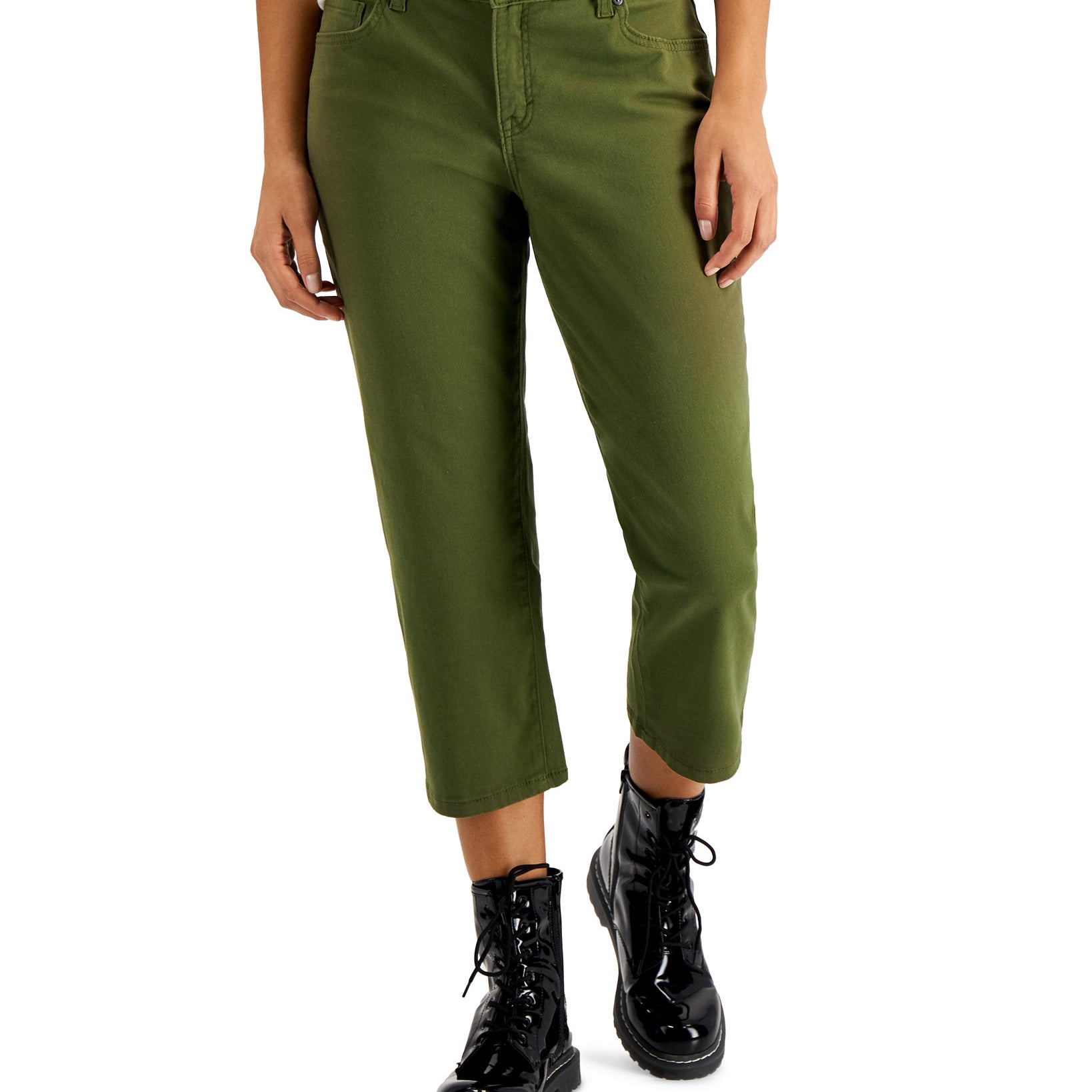 Style & Co Women Curvy Capri Jeans Winter Moss