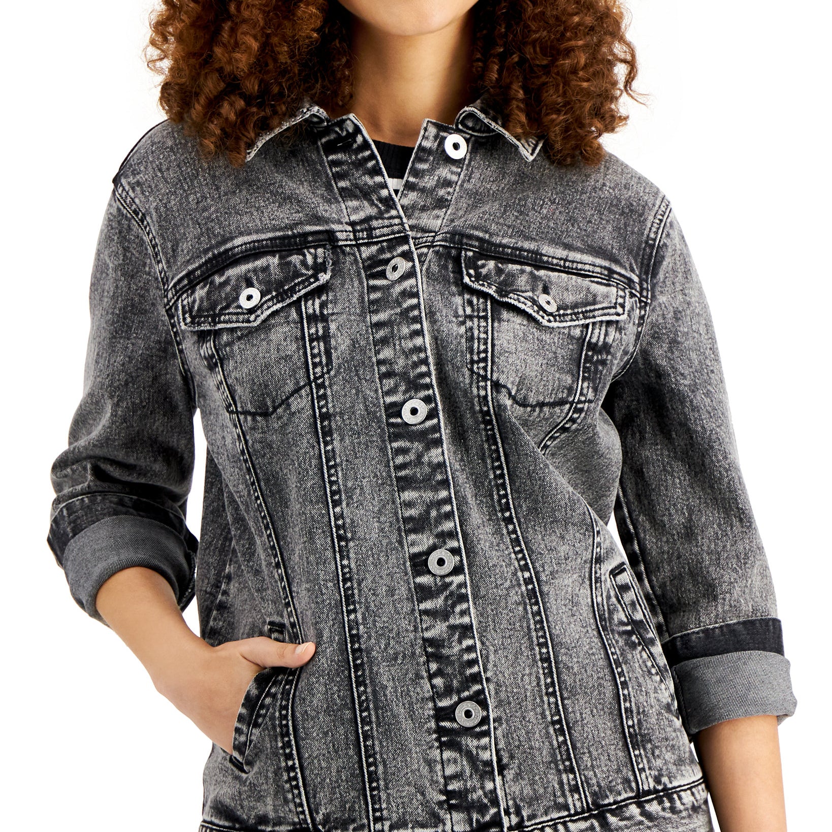 Style & Co Women Denim Trucker Jacket