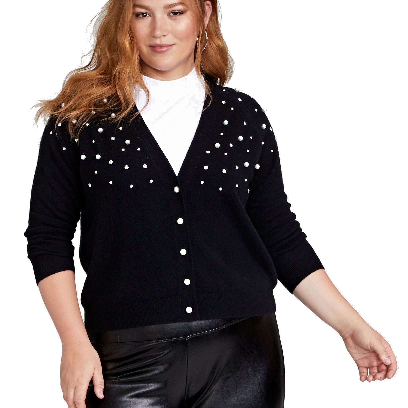 Charter Club Women Plus Beaded Cashmere Cardigan Classic Black