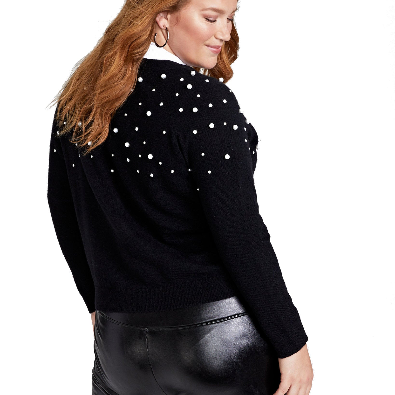 Charter Club Women Plus Beaded Cashmere Cardigan