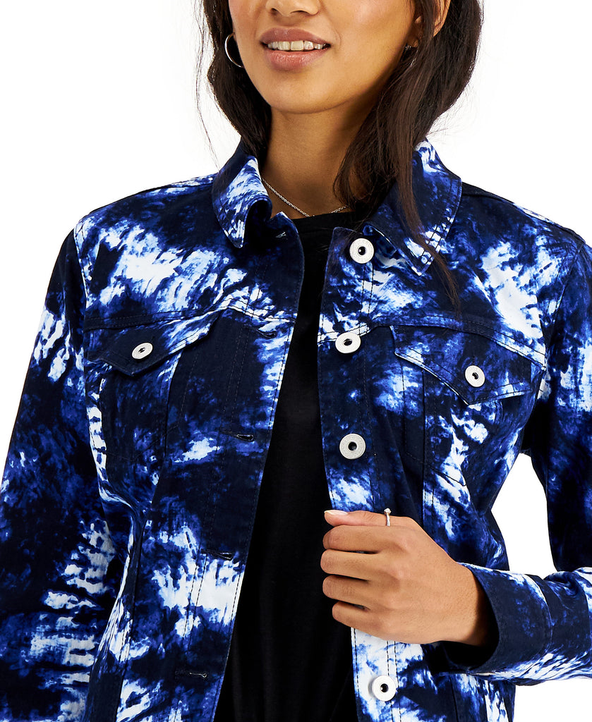 Style & Co Women Tie Dyed Denim Jacket