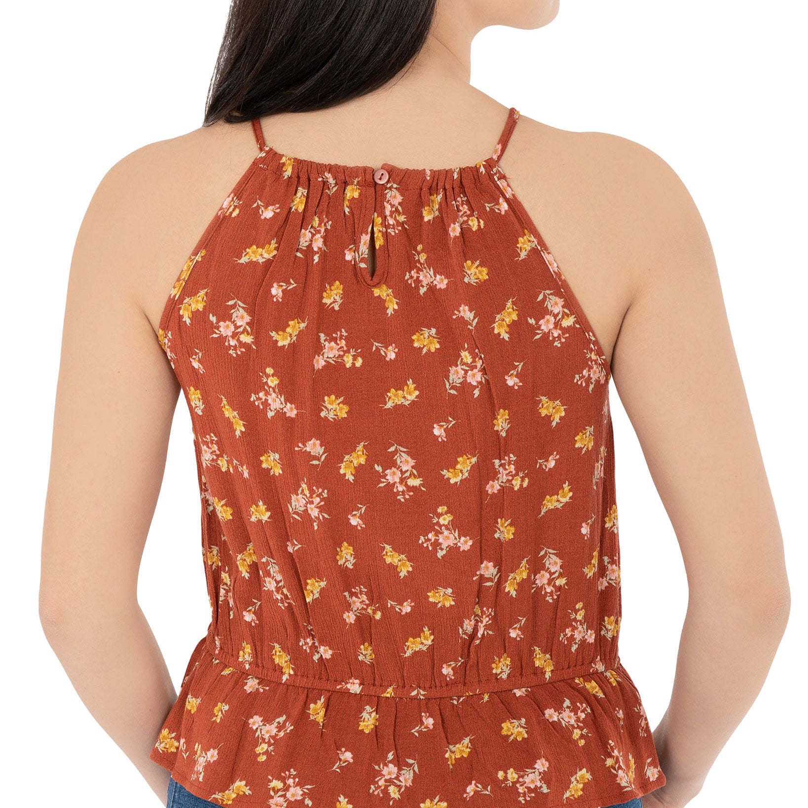 Hippie Rose Women Peplum Hem Textured Top