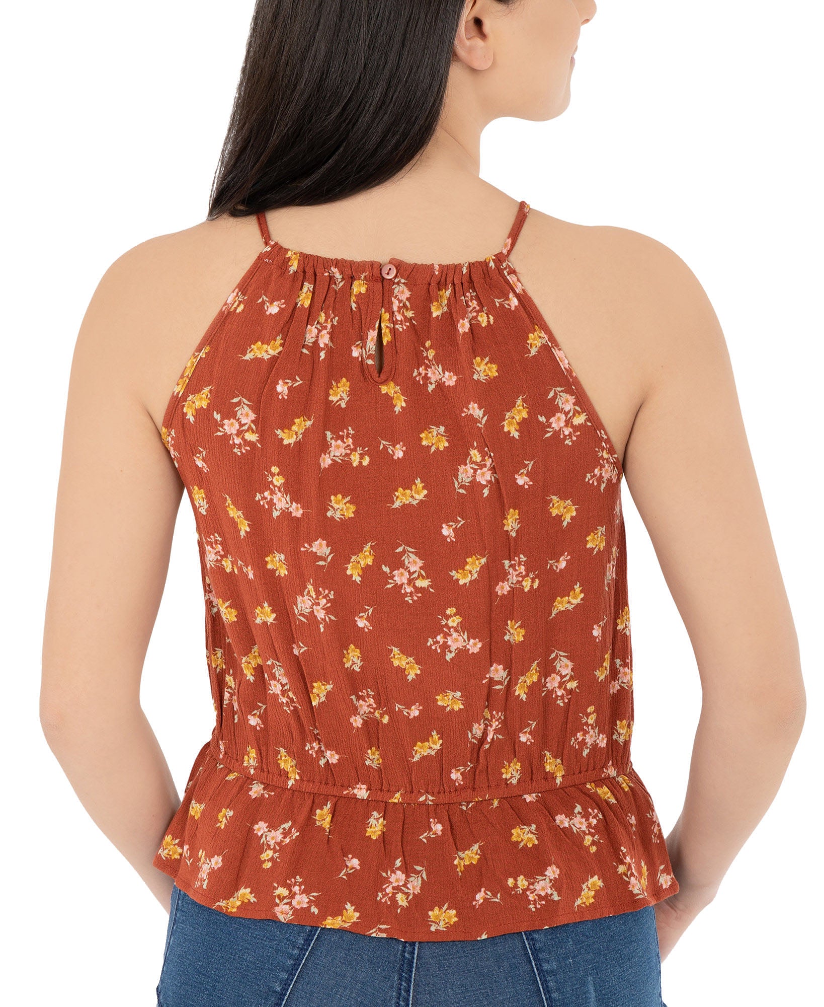 Hippie Rose Women Peplum Hem Textured Top