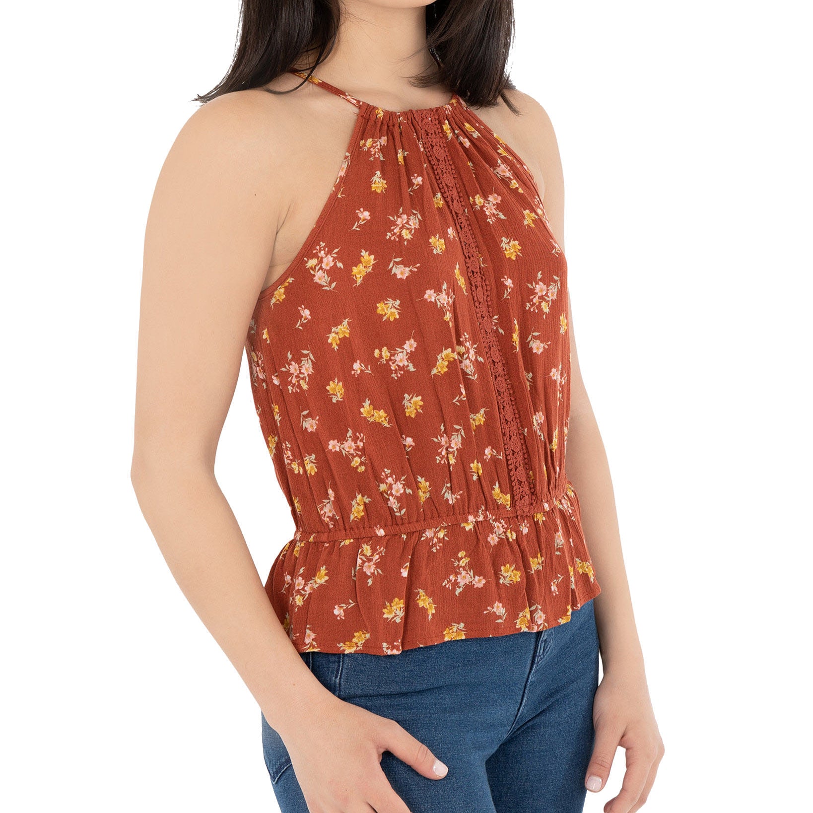 Hippie Rose Women Peplum Hem Textured Top